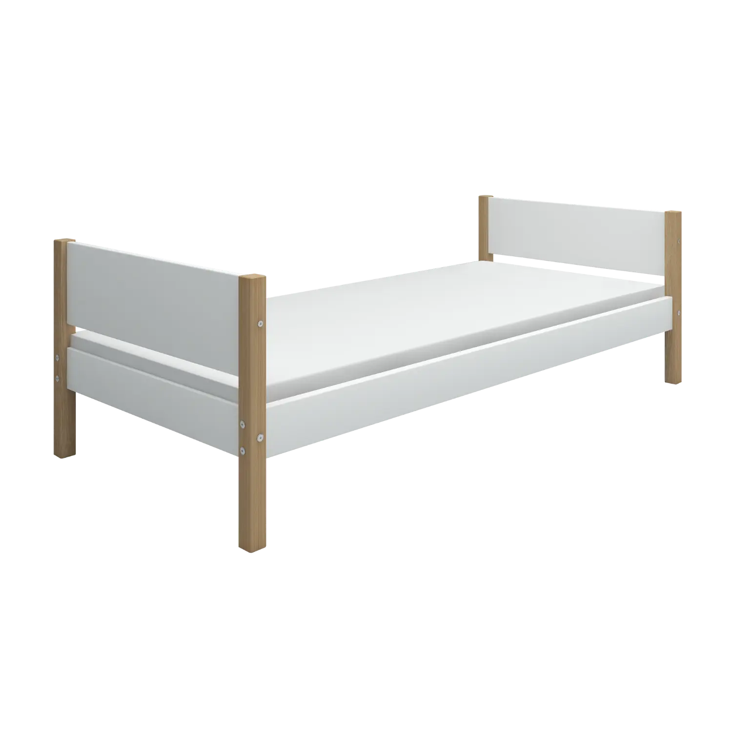Single Bed, 90x200 cm, White/Oak - Image 6