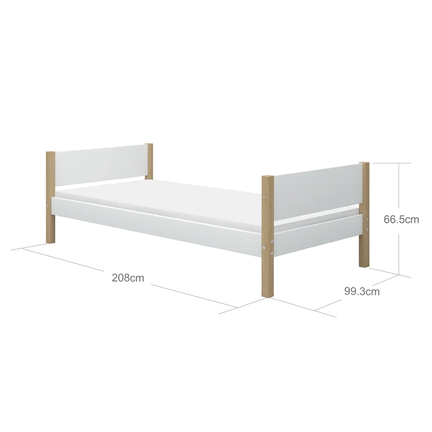 Single Bed, 90x200 cm, White/Oak - Image 7
