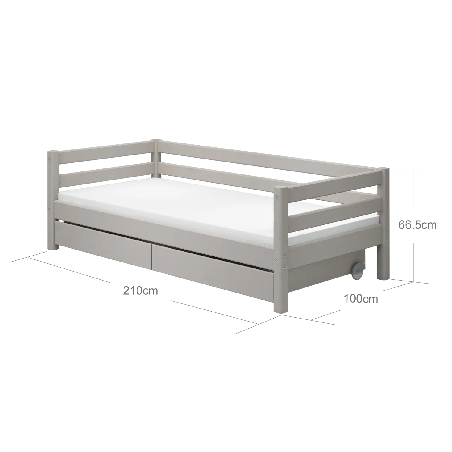 Single Bed with Storage, 90x200 cm, Grey - Image 7