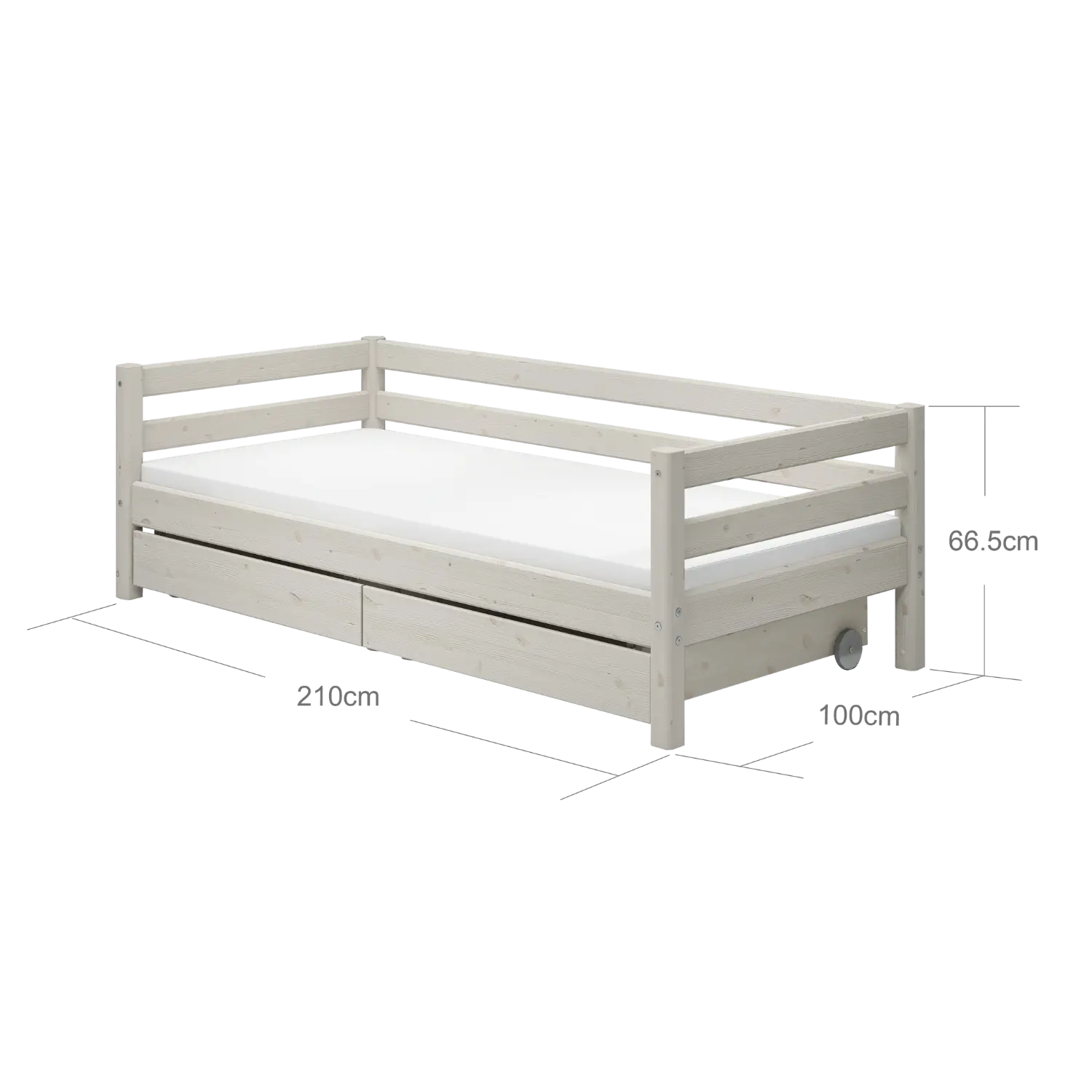 Single Bed with Storage, 90x200 cm, White - Image 7