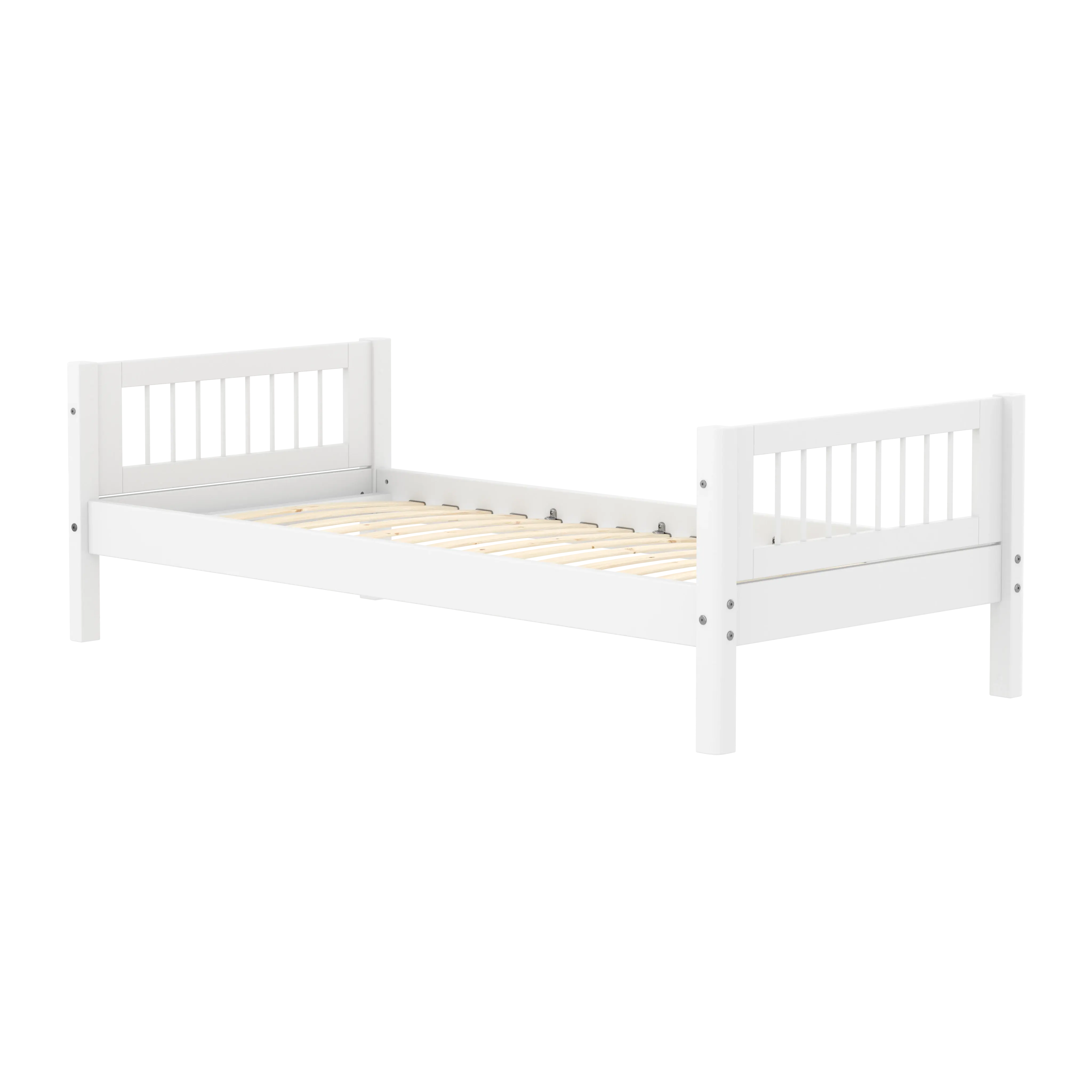 Single Bed with Crossbars, 90x200 cm, White