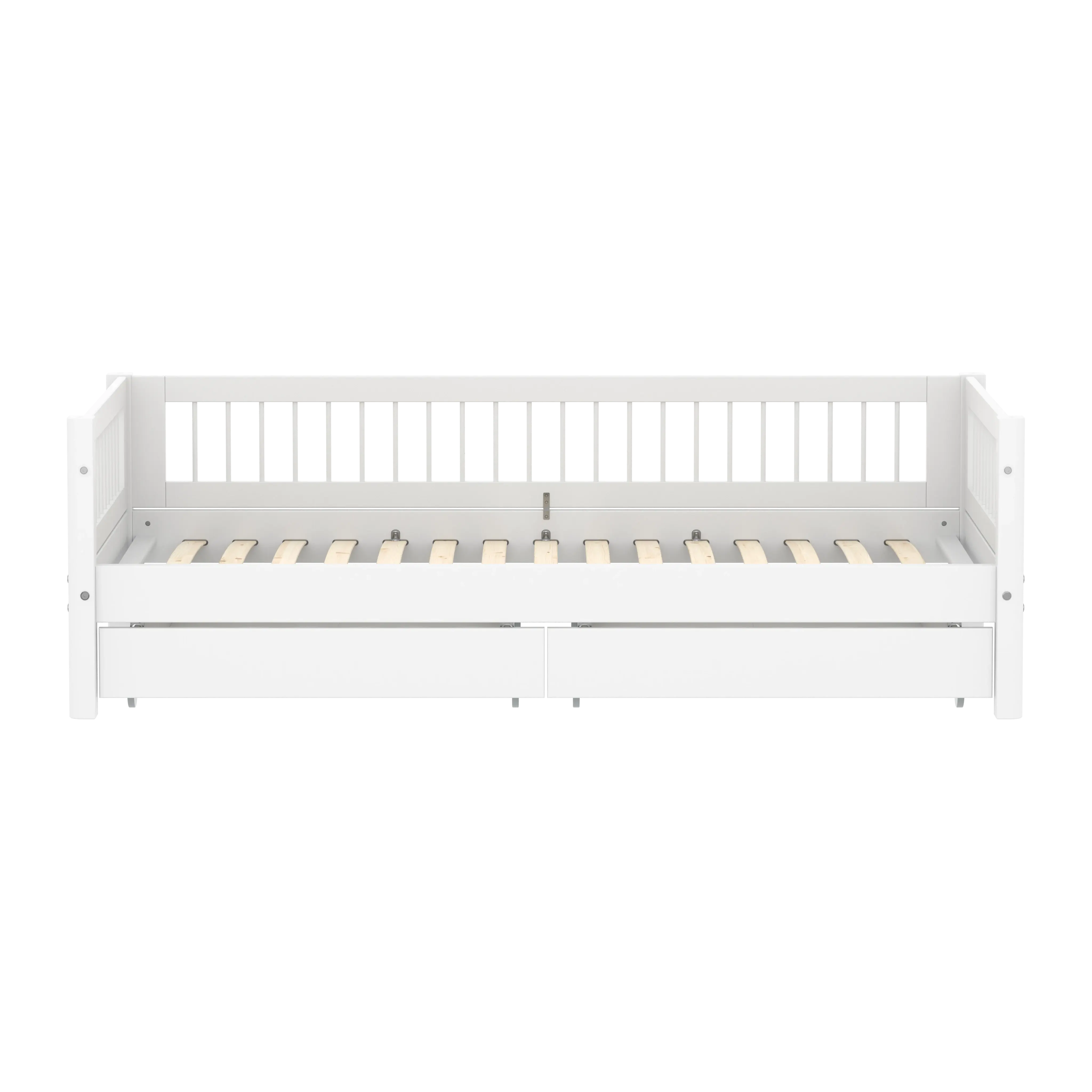 Single Bed with Crossbars and Storage, 90x200 cm, White - Image 2