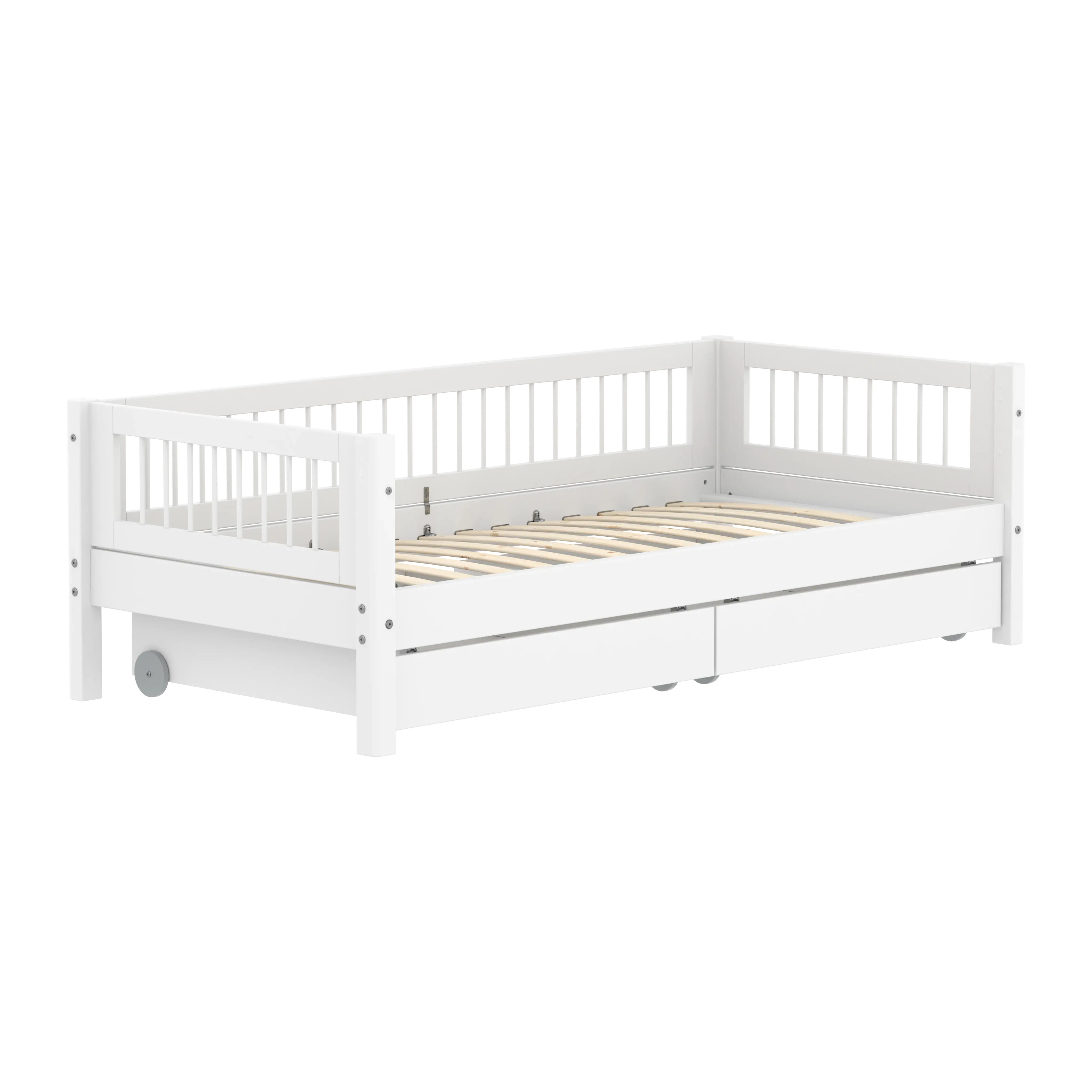 Single Bed with Crossbars and Storage, 90x200 cm, White - Image 3