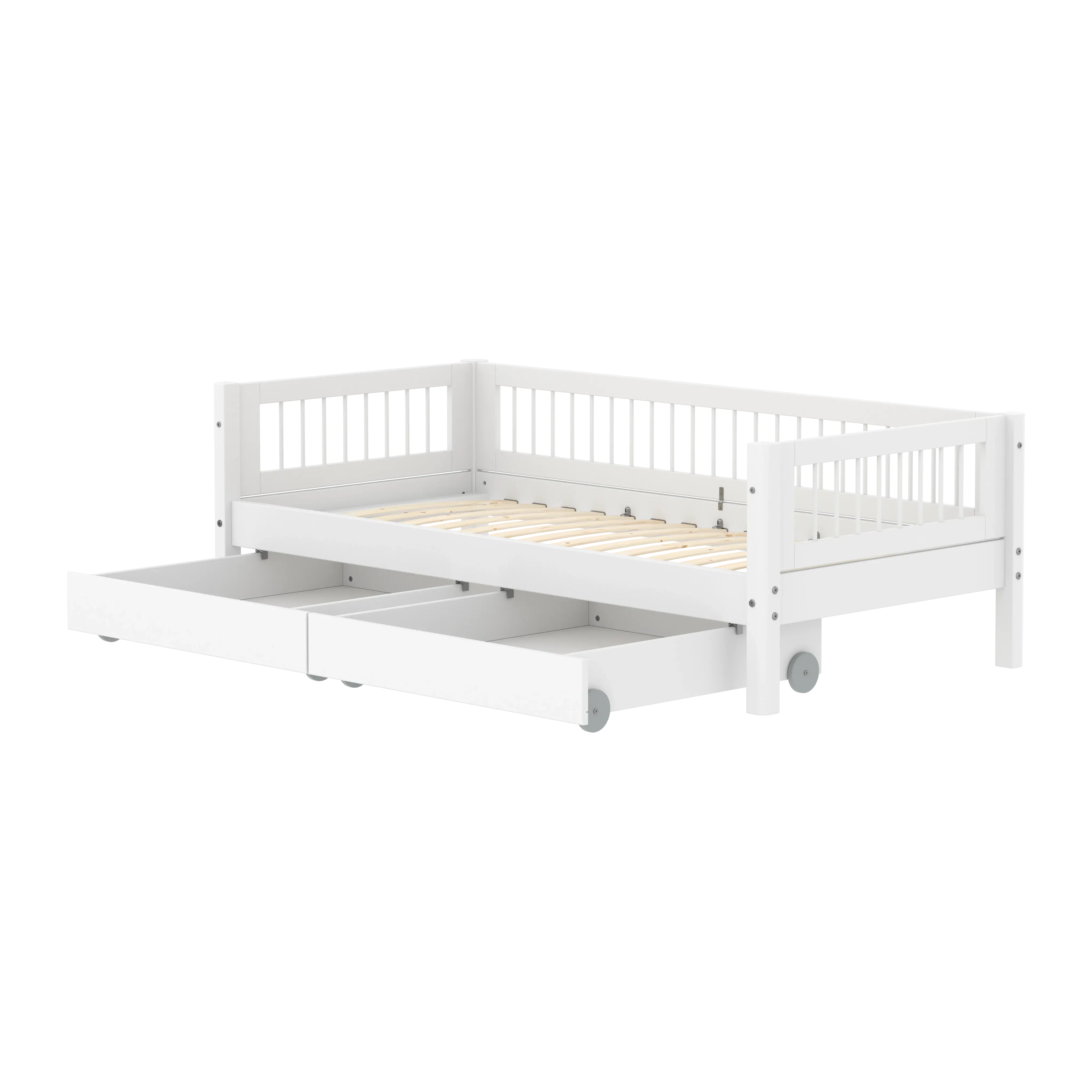 Single Bed with Crossbars and Storage, 90x200 cm, White - Image 4