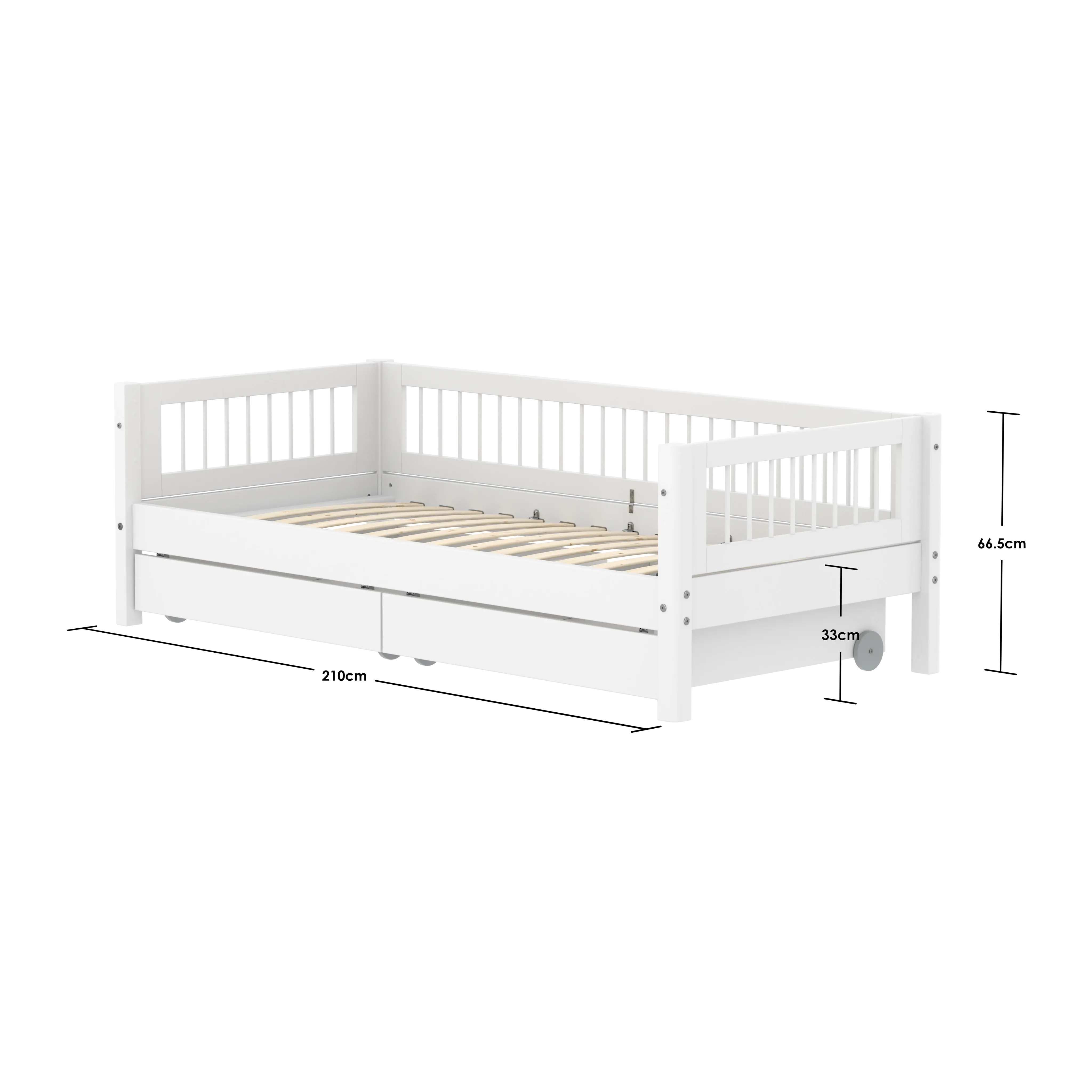Single Bed with Crossbars and Storage, 90x200 cm, White - Image 5