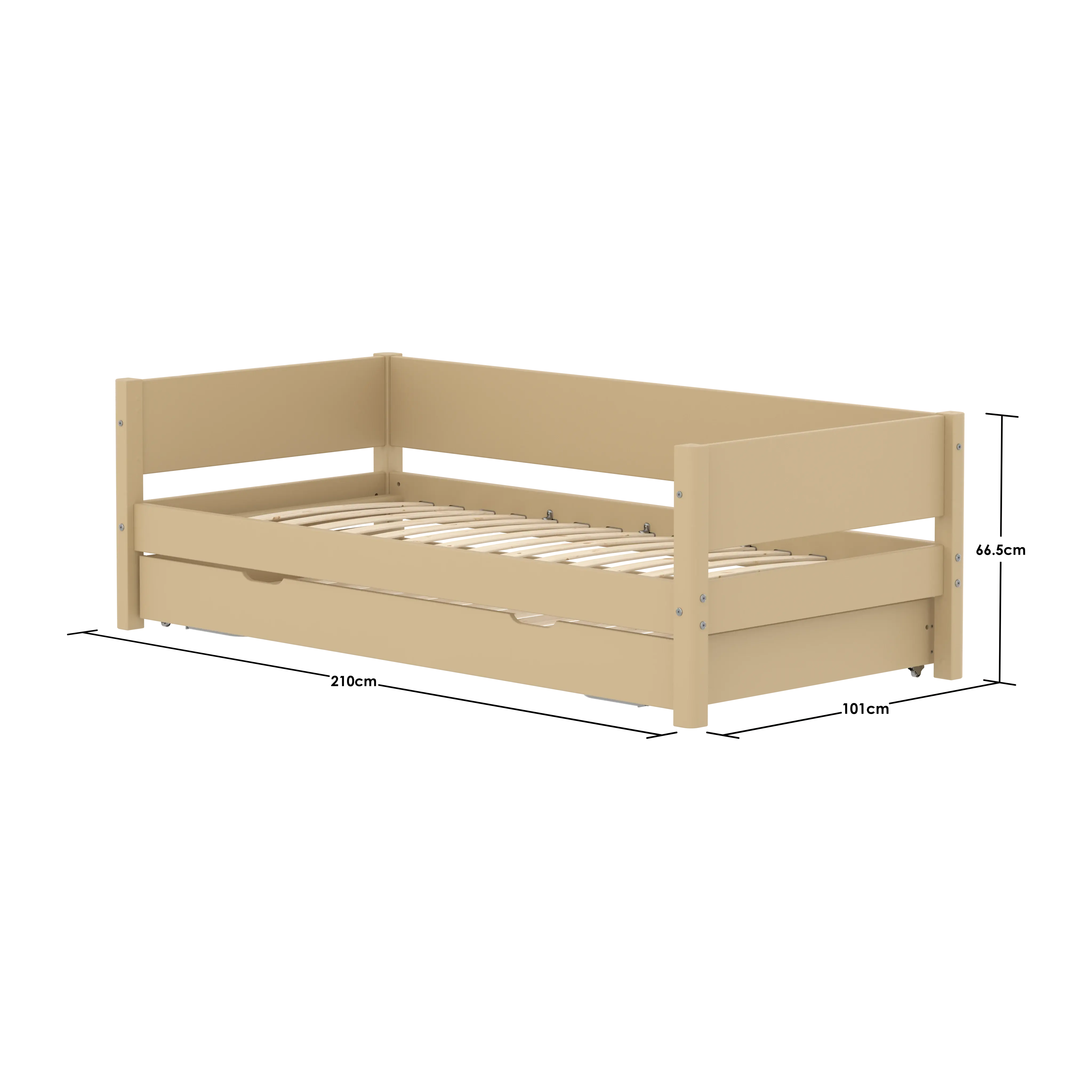 Single Bed with Pull-out Bed, 90x200 cm, Sand - Image 5