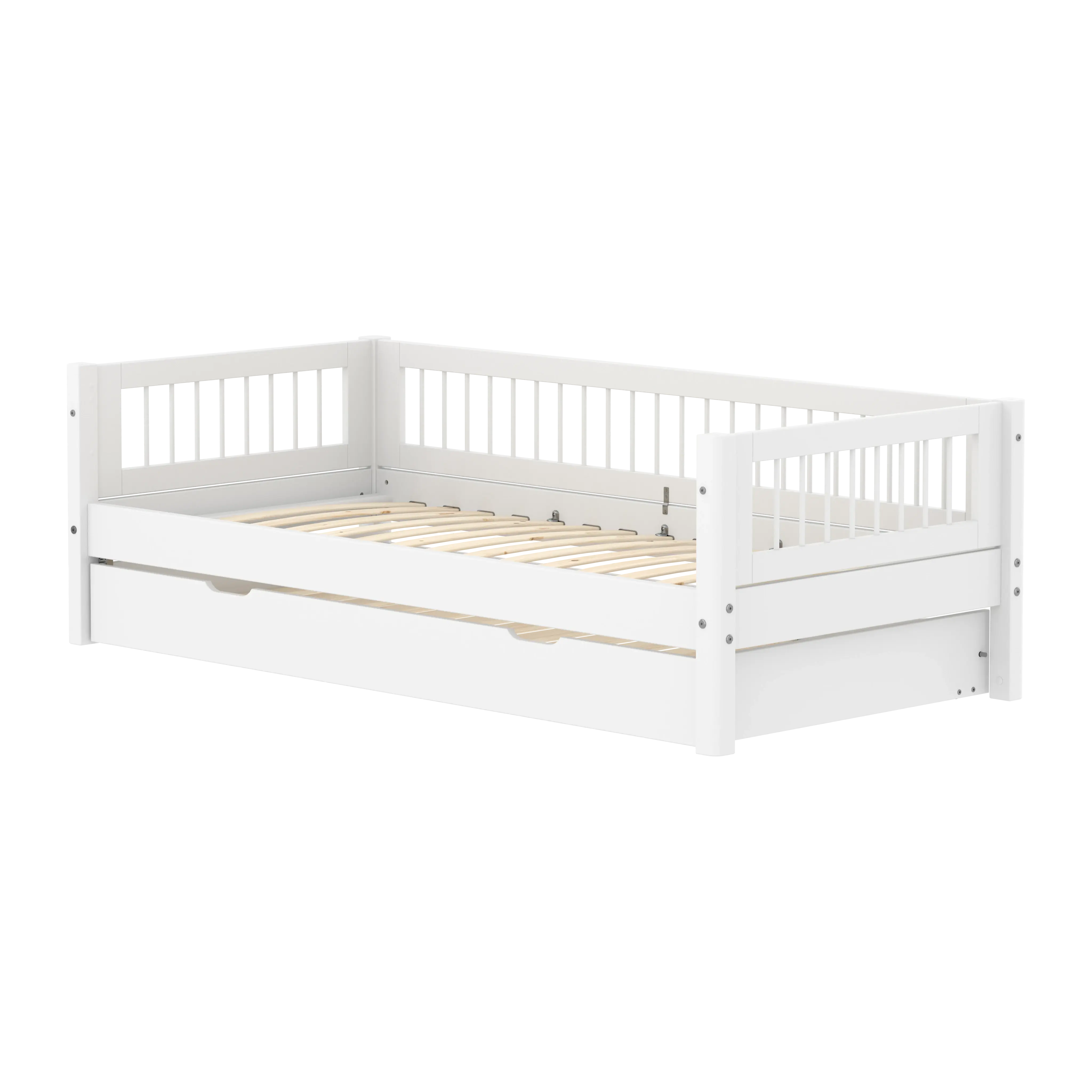 Single Bed with Pull-out Bed and Crossbars, 90x200 cm, White