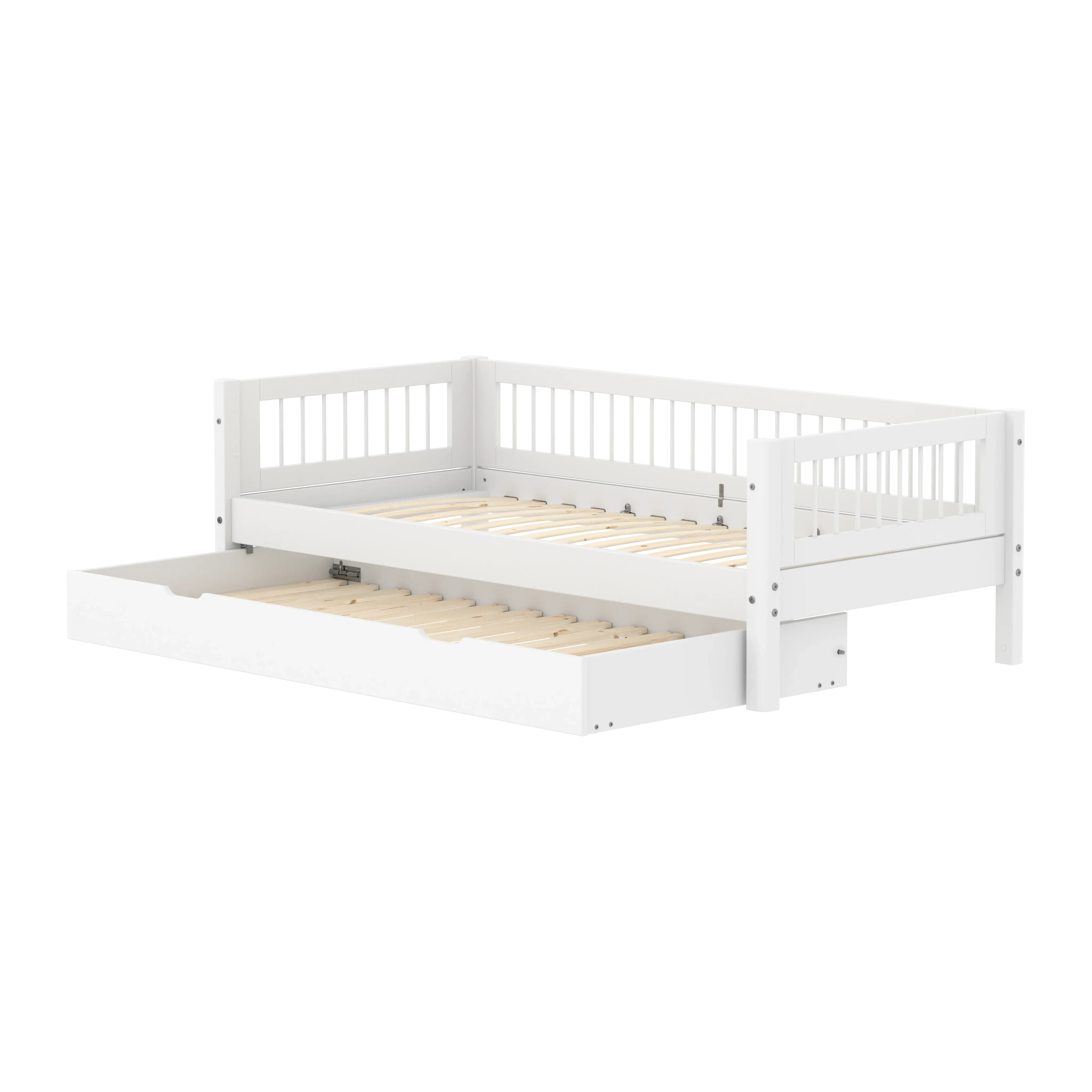 Single Bed with Pull-out Bed and Crossbars, 90x200 cm, White - Image 2