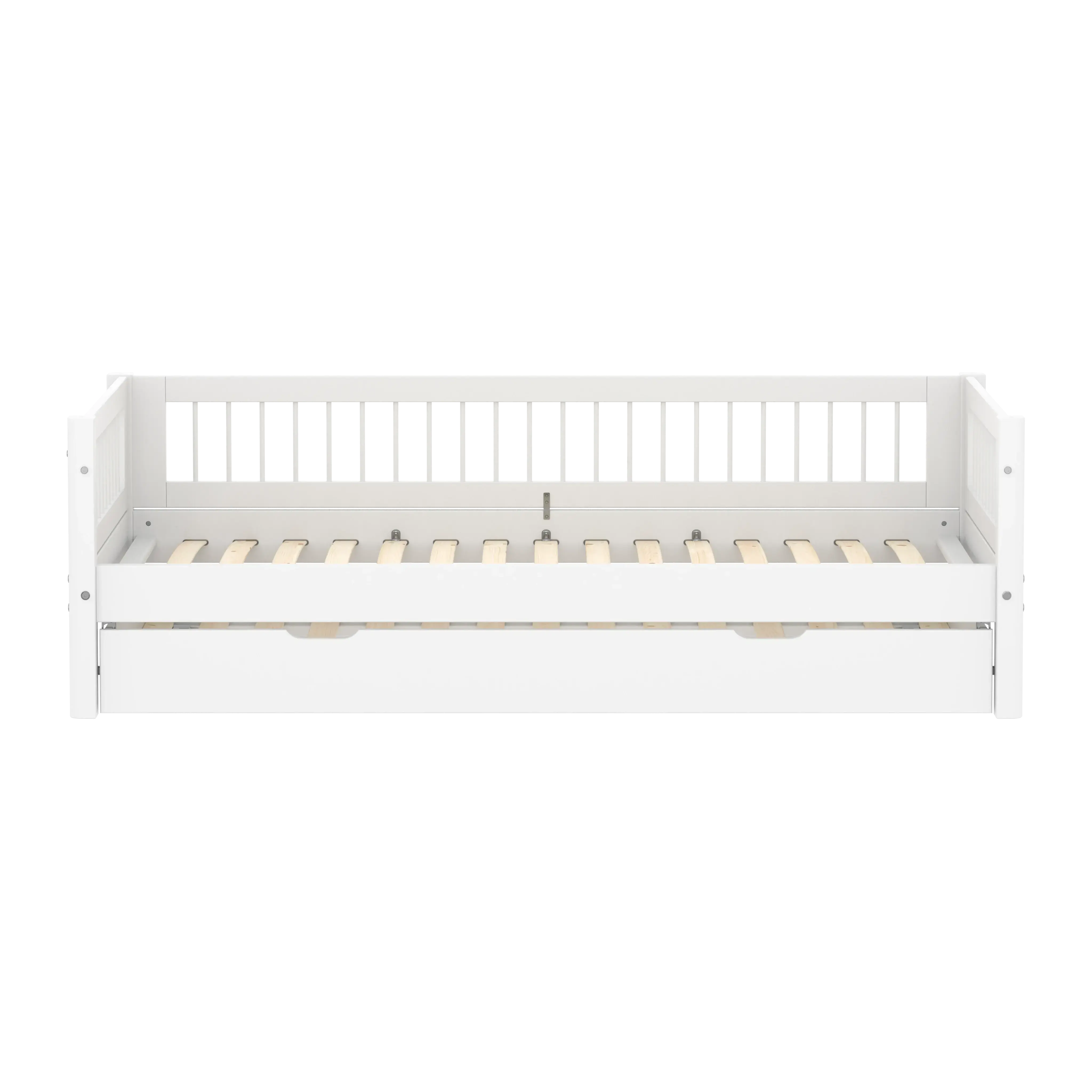 Single Bed with Pull-out Bed and Crossbars, 90x200 cm, White - Image 3