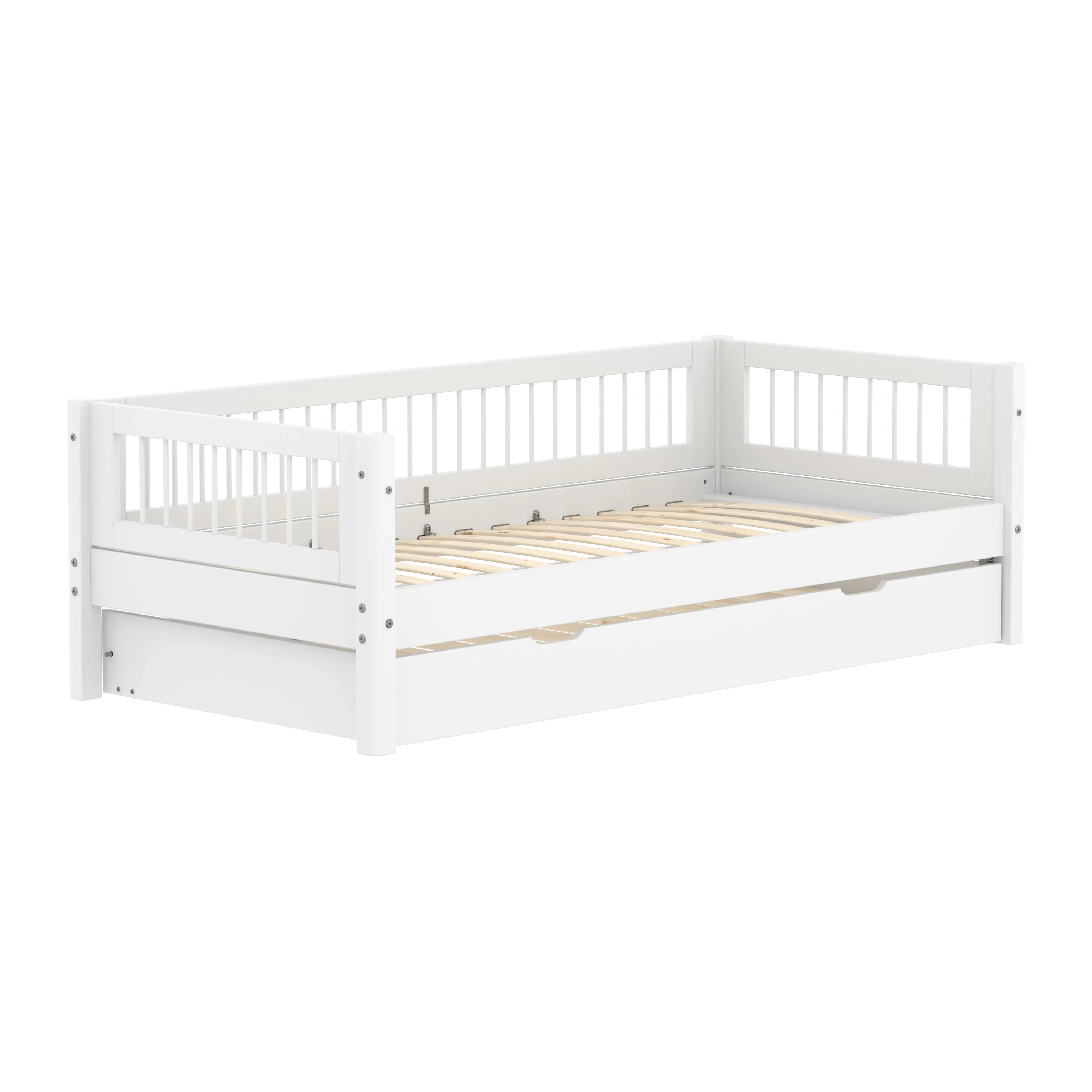 Single Bed with Pull-out Bed and Crossbars, 90x200 cm, White - Image 4