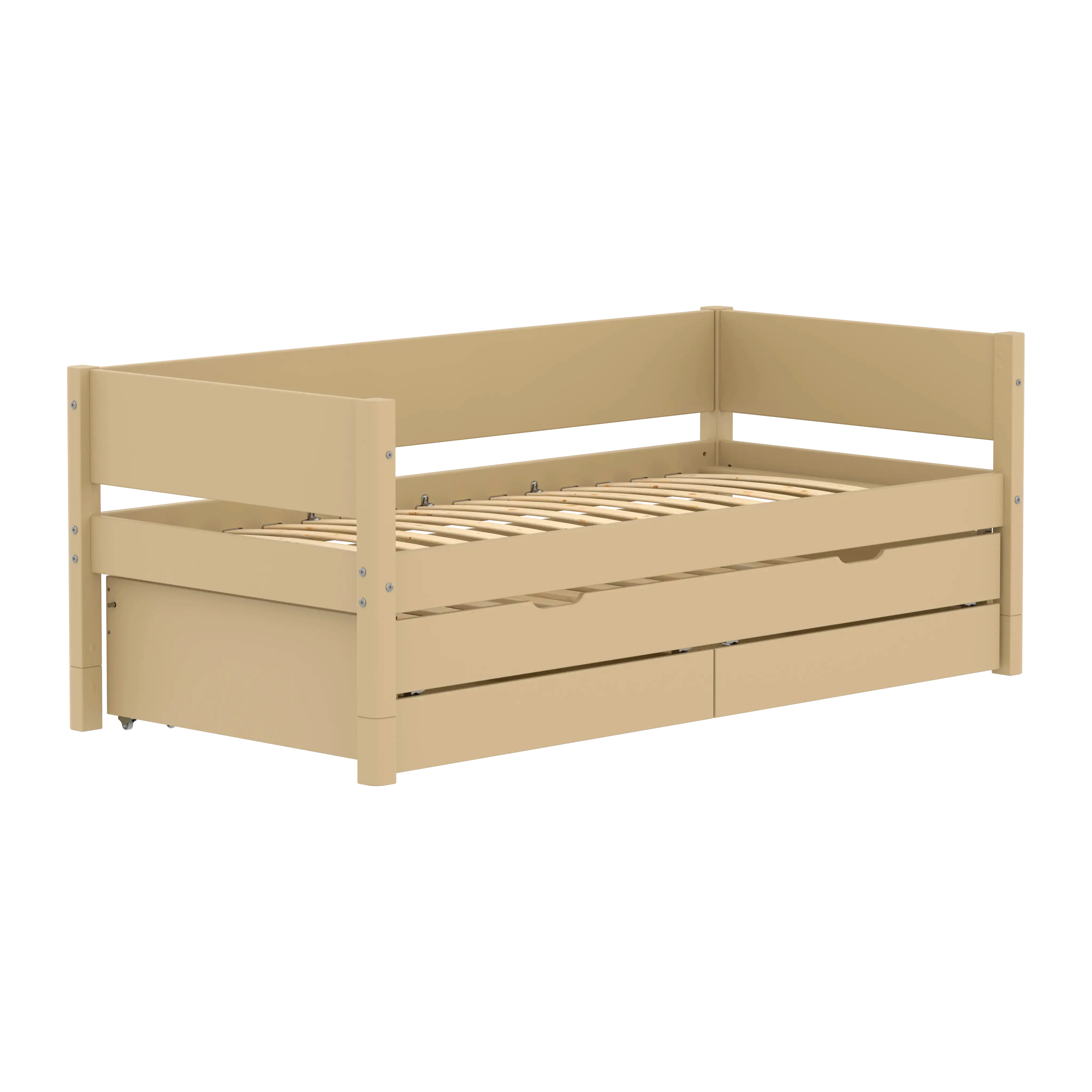 Single Bed with Pull-out Bed and Storage, 90x200 cm, Sand - Image 3