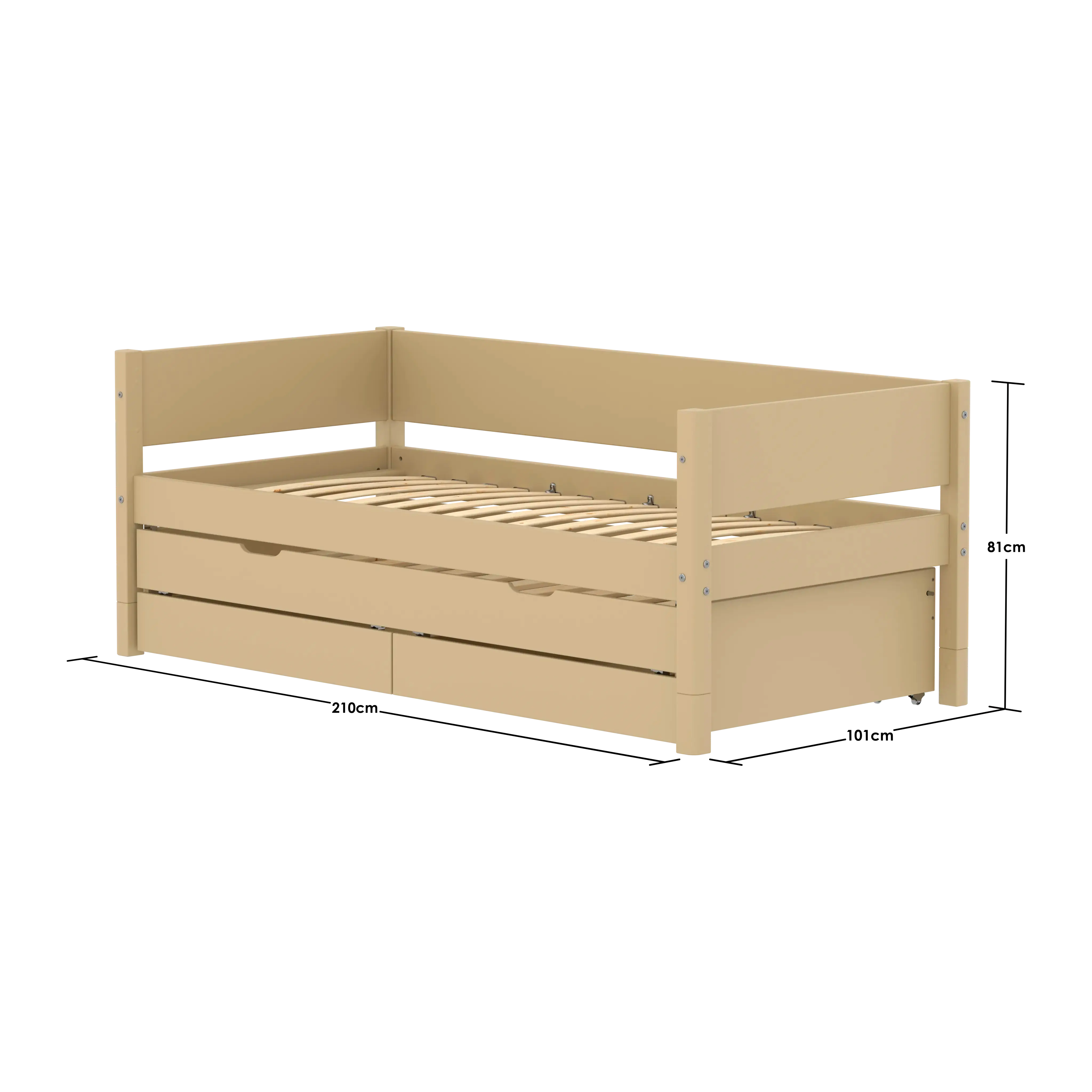 Single Bed with Pull-out Bed and Storage, 90x200 cm, Sand - Image 4