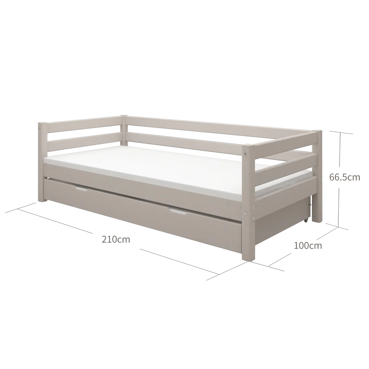 Single Bed with Pull-out Bed, 90x200 cm, Grey - Image 6