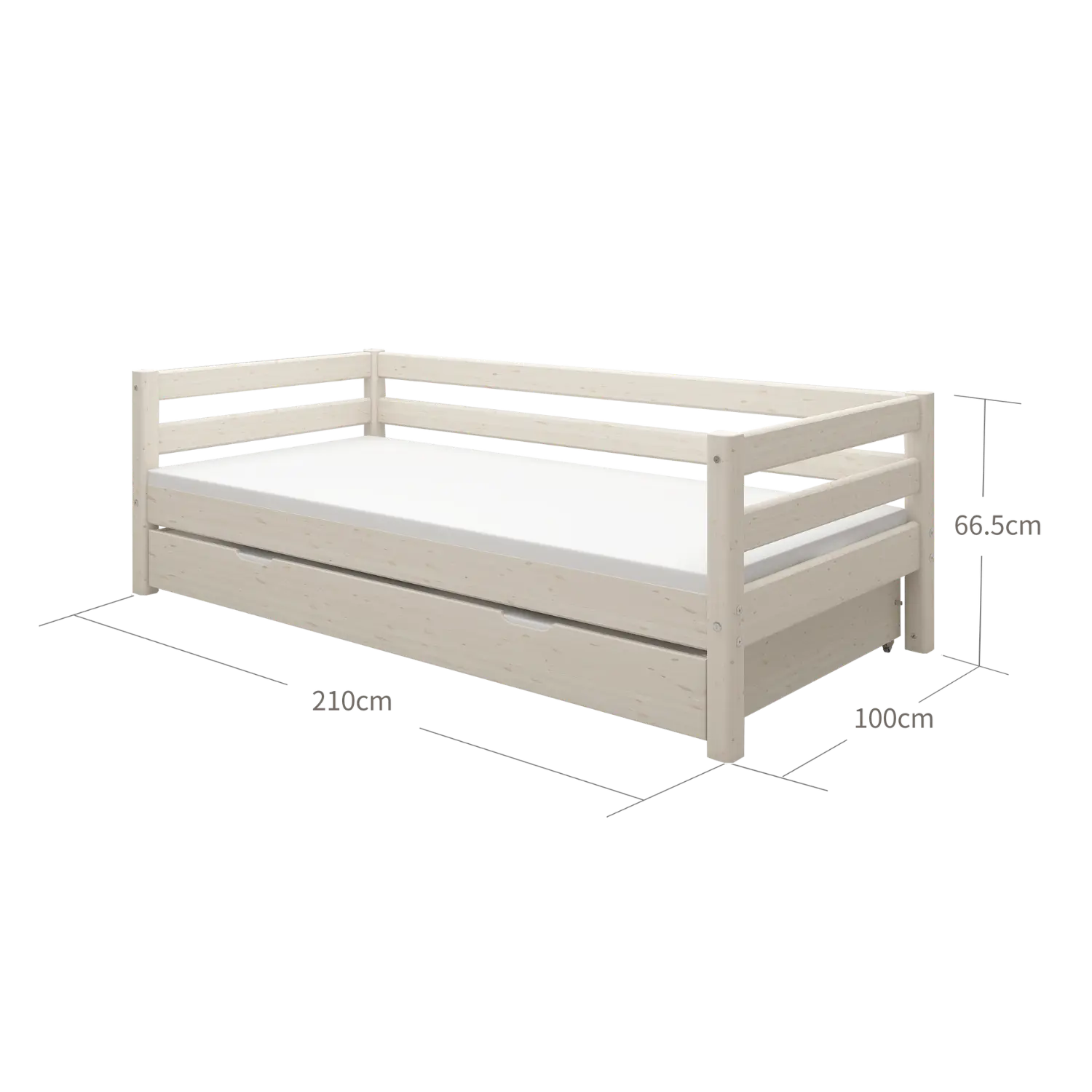 Single Bed with Pull-out Bed, 90x200 cm, White - Image 12