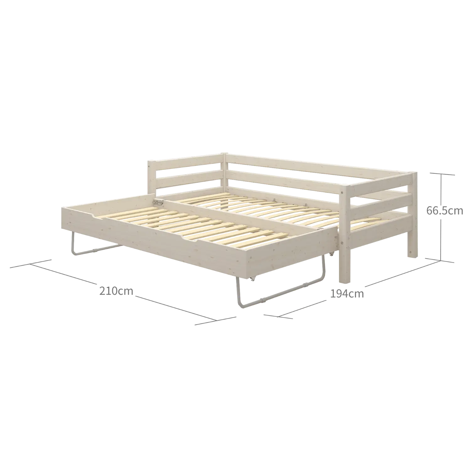 Single Bed with Pull-out Bed, 90x200 cm, White - Image 7