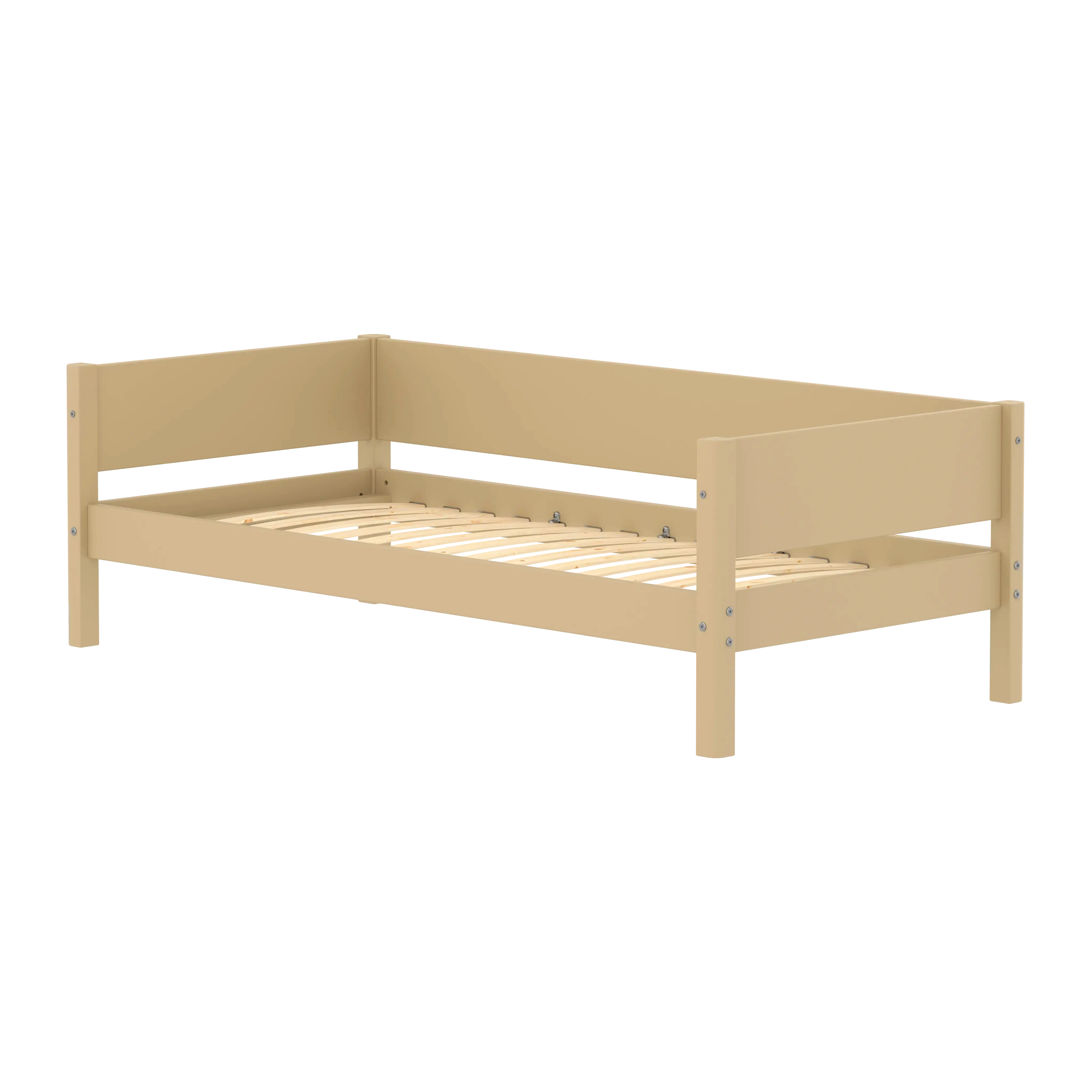 Single Bed with Safety Rail, 90x200 cm, Sand