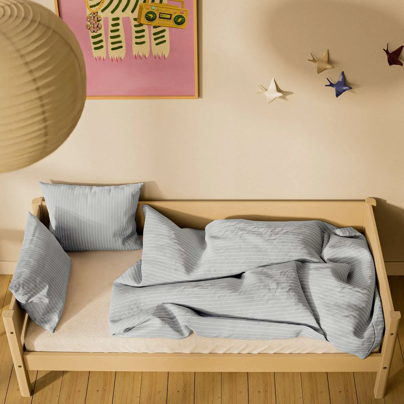 Single Bed with Safety Rail, 90x200 cm, Sand - Image 4