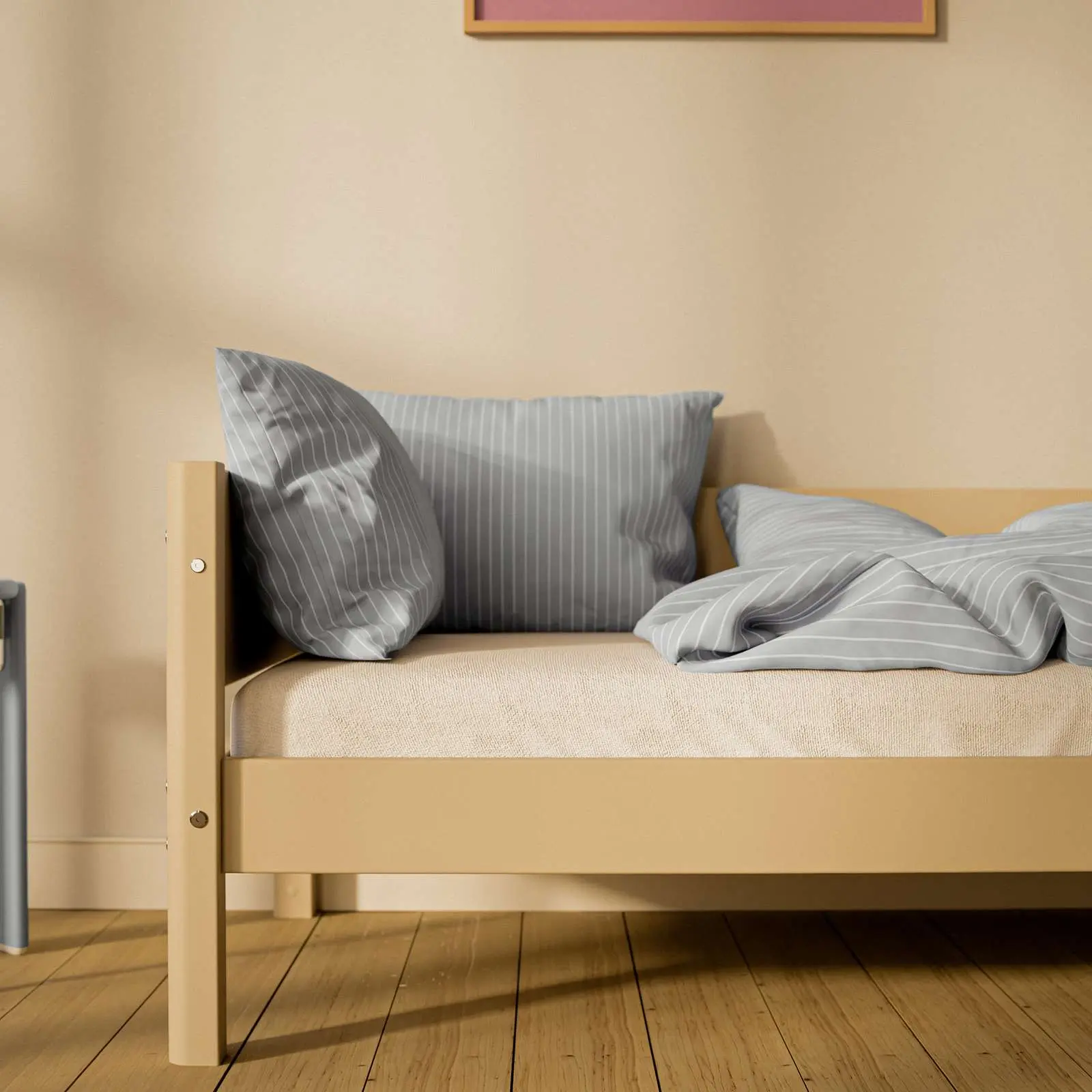 Single Bed with Safety Rail, 90x200 cm, Sand - Image 5