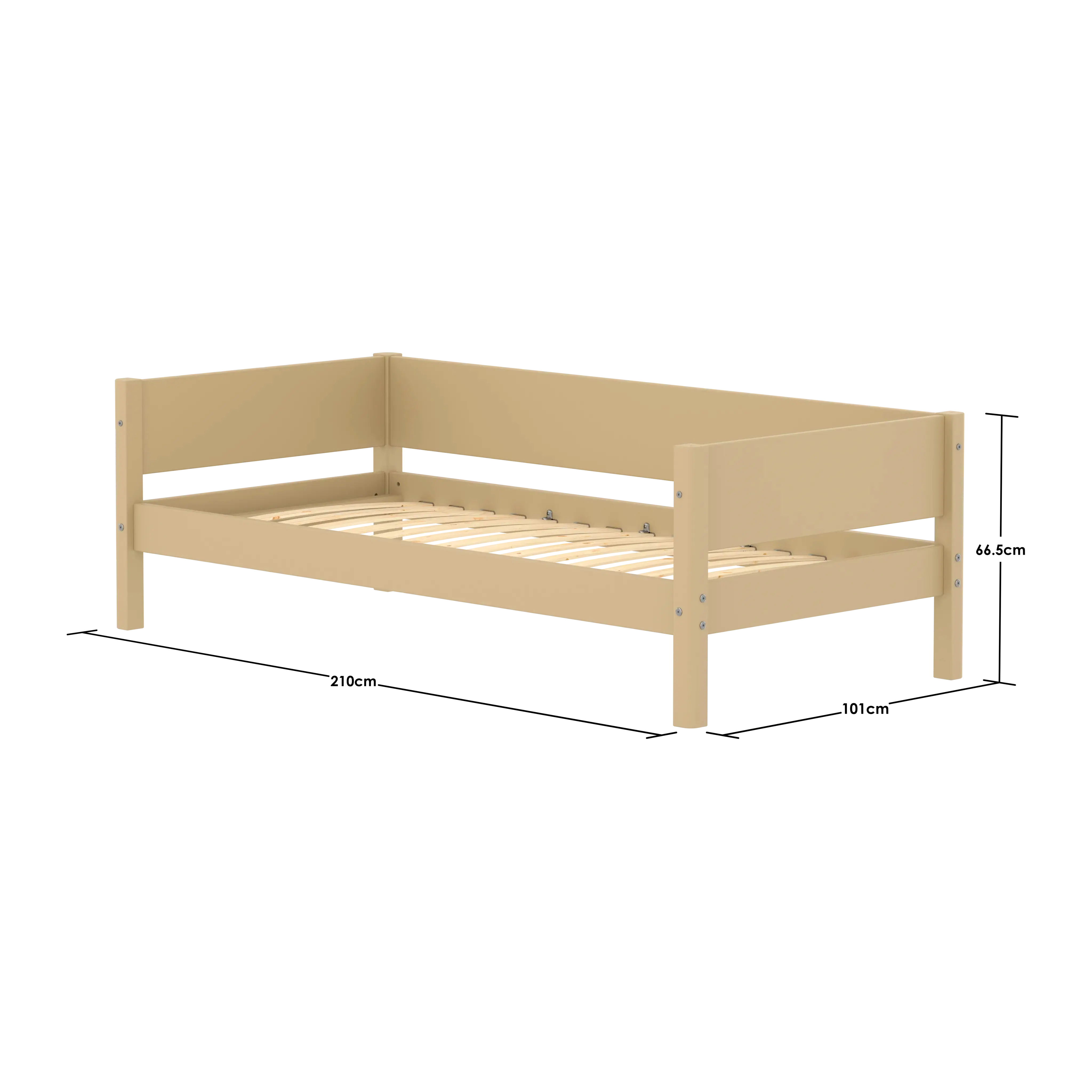 Single Bed with Safety Rail, 90x200 cm, Sand - Image 8