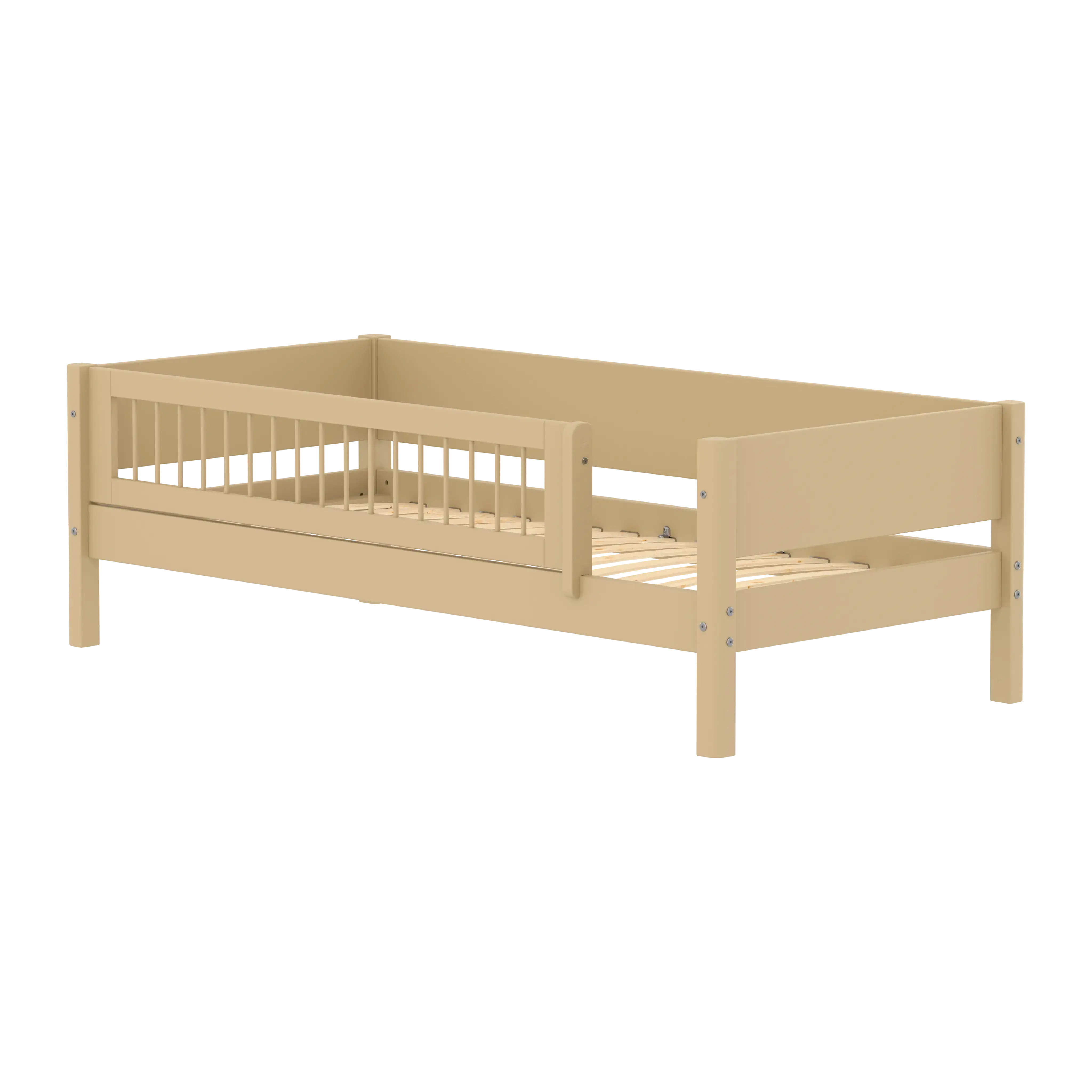 Single Bed with Safety Rail, 90x200 cm, Sand