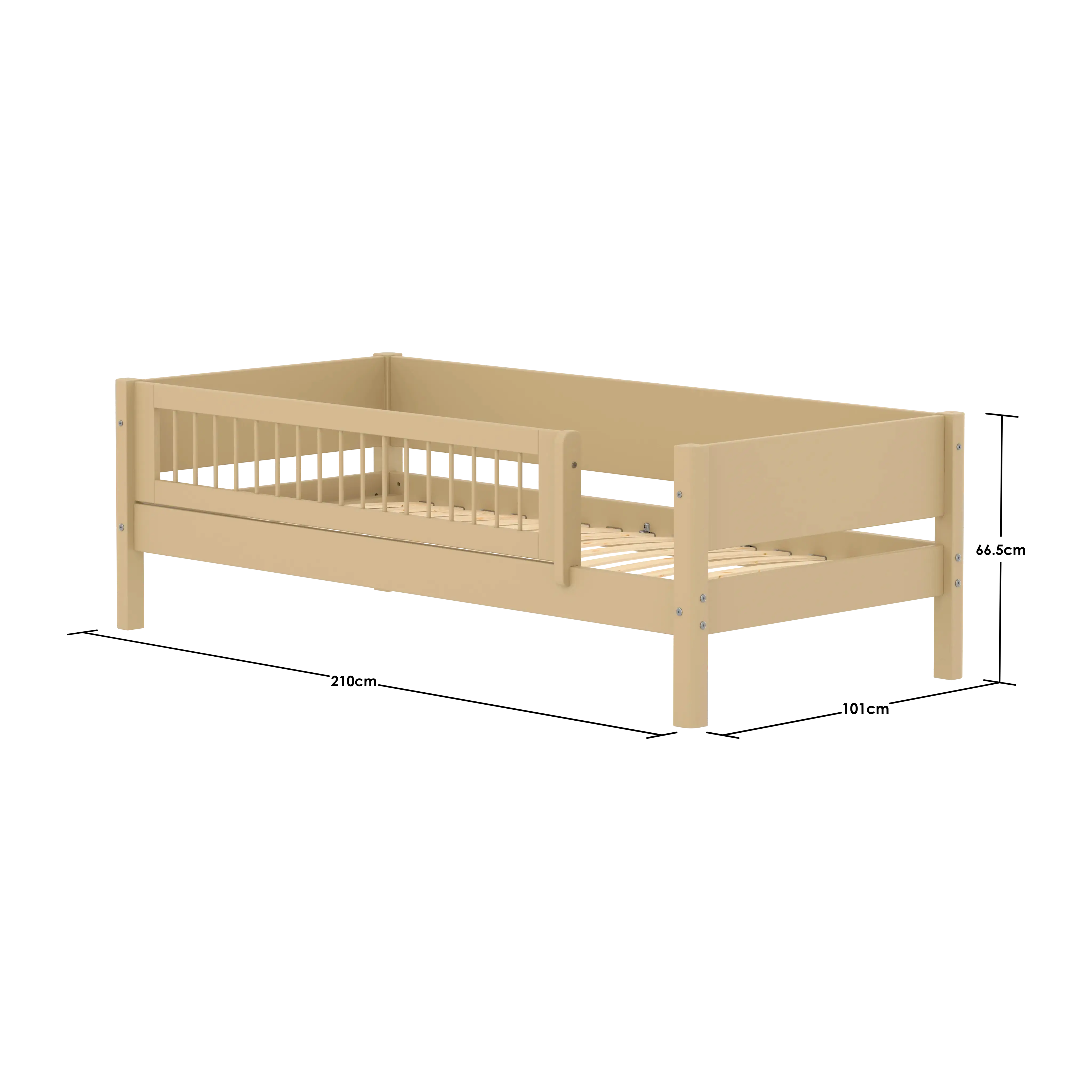 Single Bed with Safety Rail, 90x200 cm, Sand - Image 8