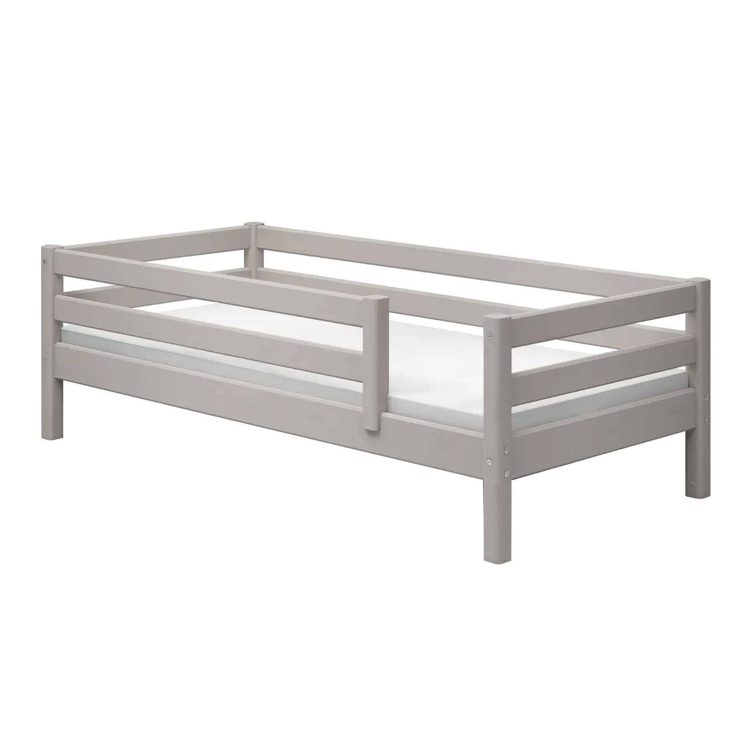 Single Bed with Safety Rail, 90x200 cm, Grey