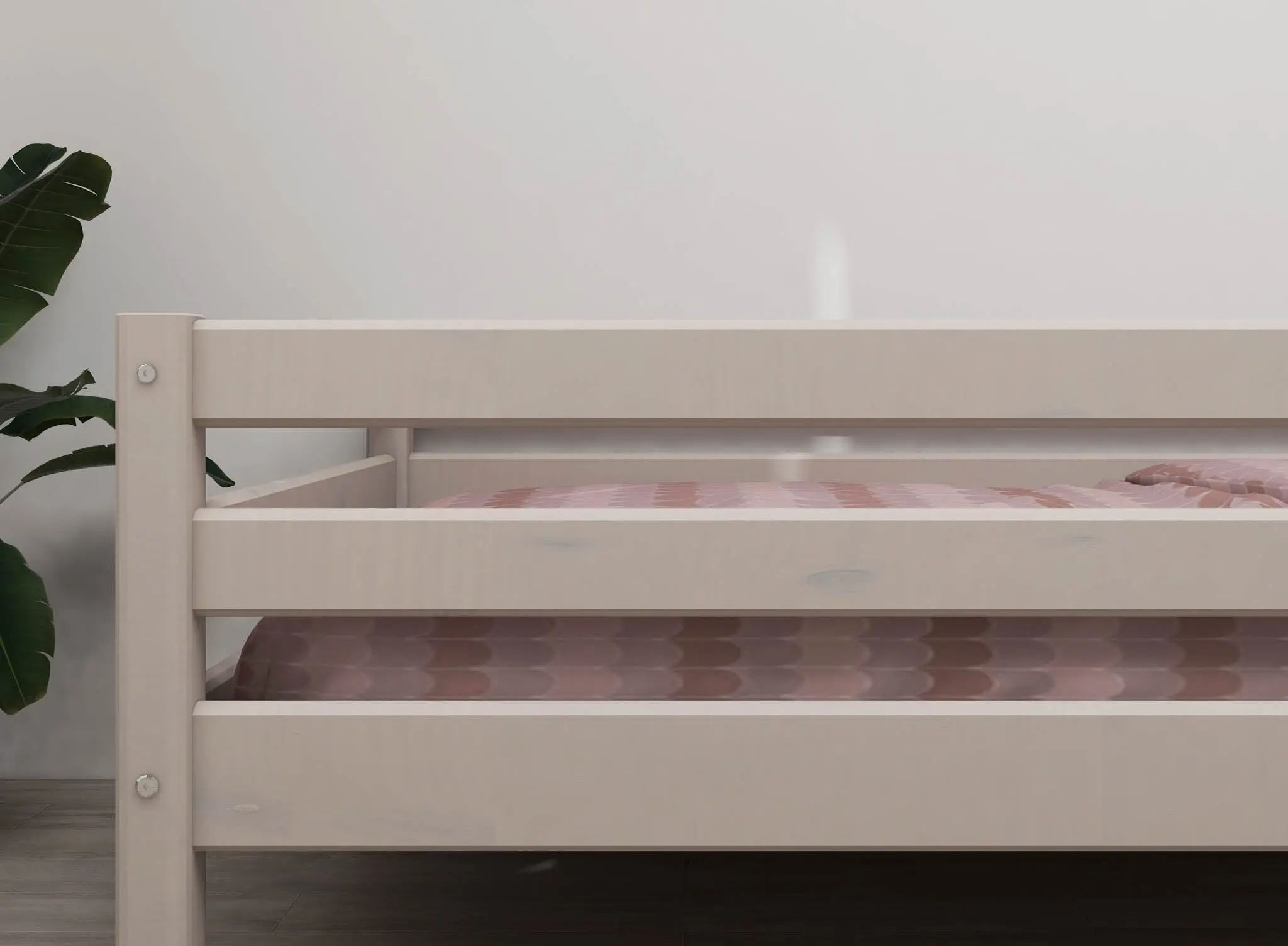 Single Bed with Safety Rail, 90x200 cm, Grey - Image 2