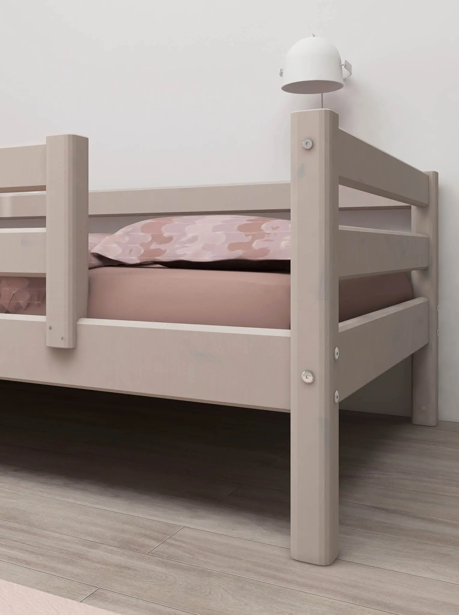 Single Bed with Safety Rail, 90x200 cm, Grey - Image 6