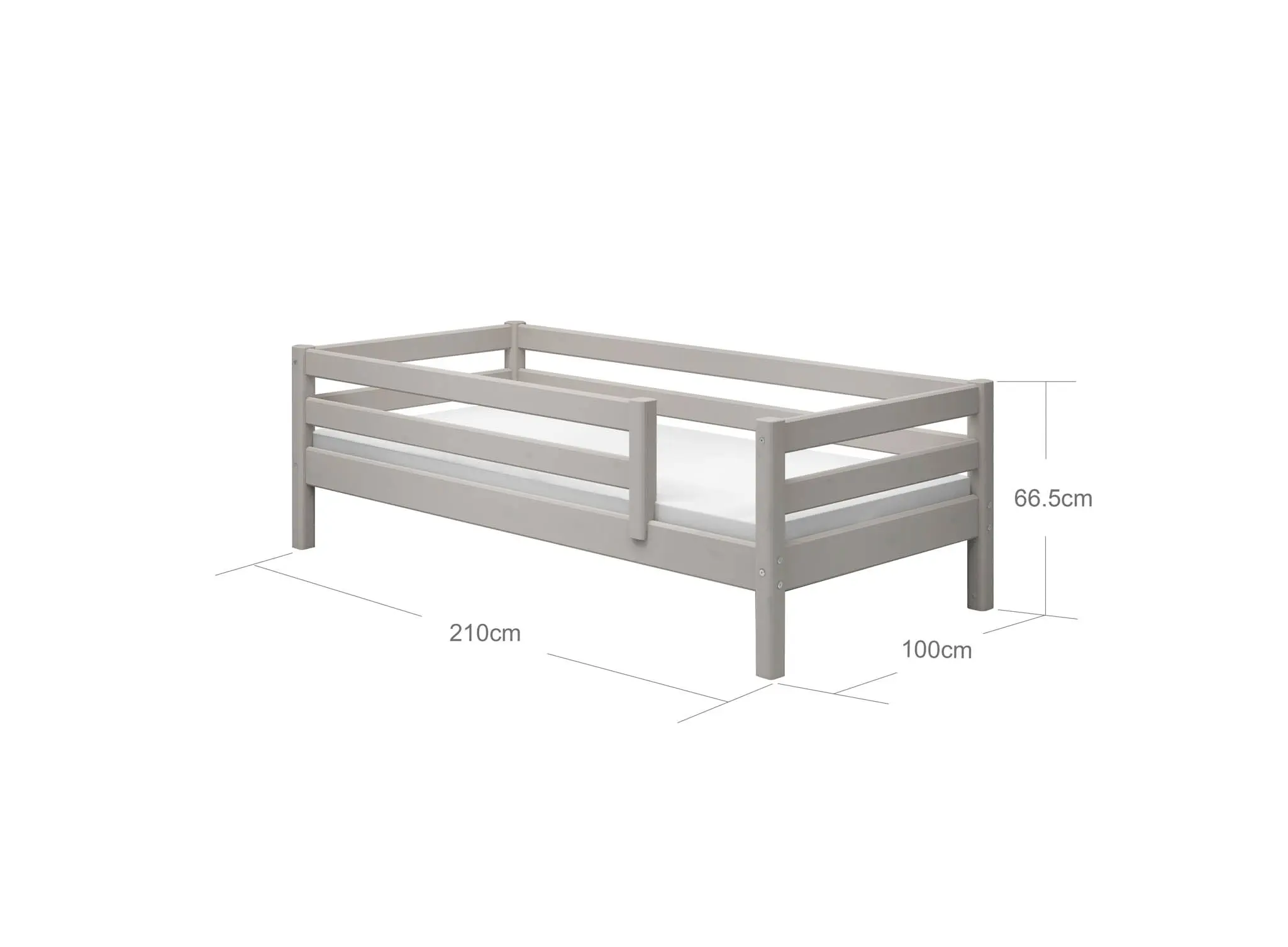 Single Bed with Safety Rail, 90x200 cm, Grey - Image 7