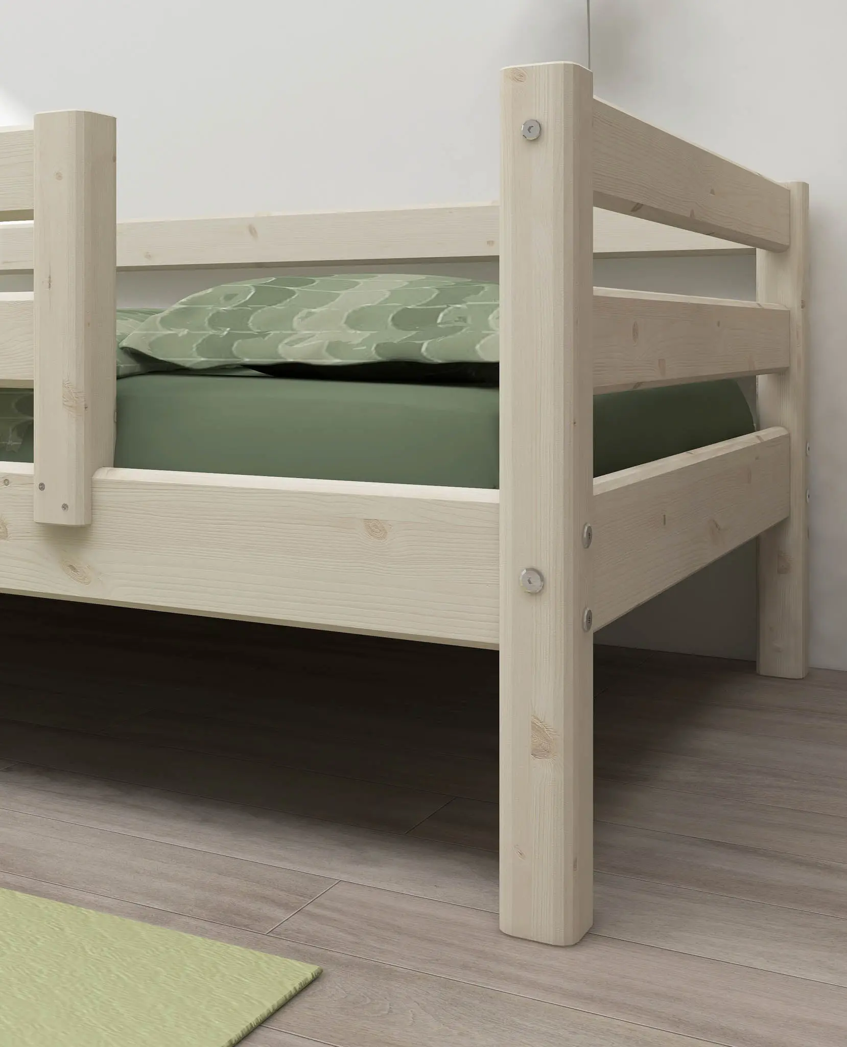 Single Bed with Safety Rail, 90x200 cm, White - Image 4