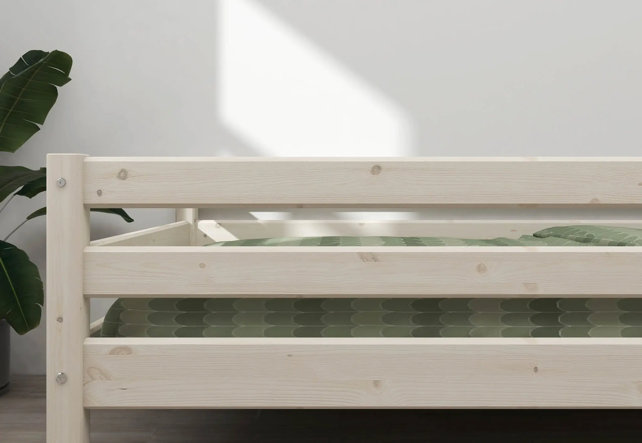 Single Bed with Safety Rail, 90x200 cm, White - Image 5