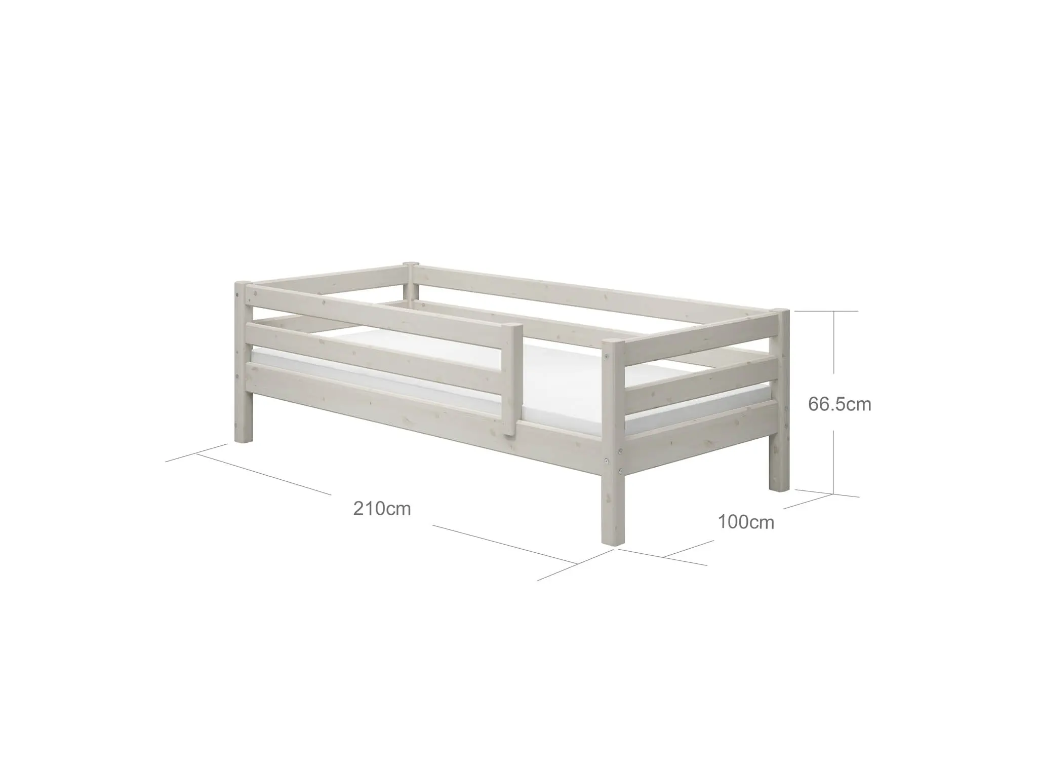 Single Bed with Safety Rail, 90x200 cm, White - Image 9
