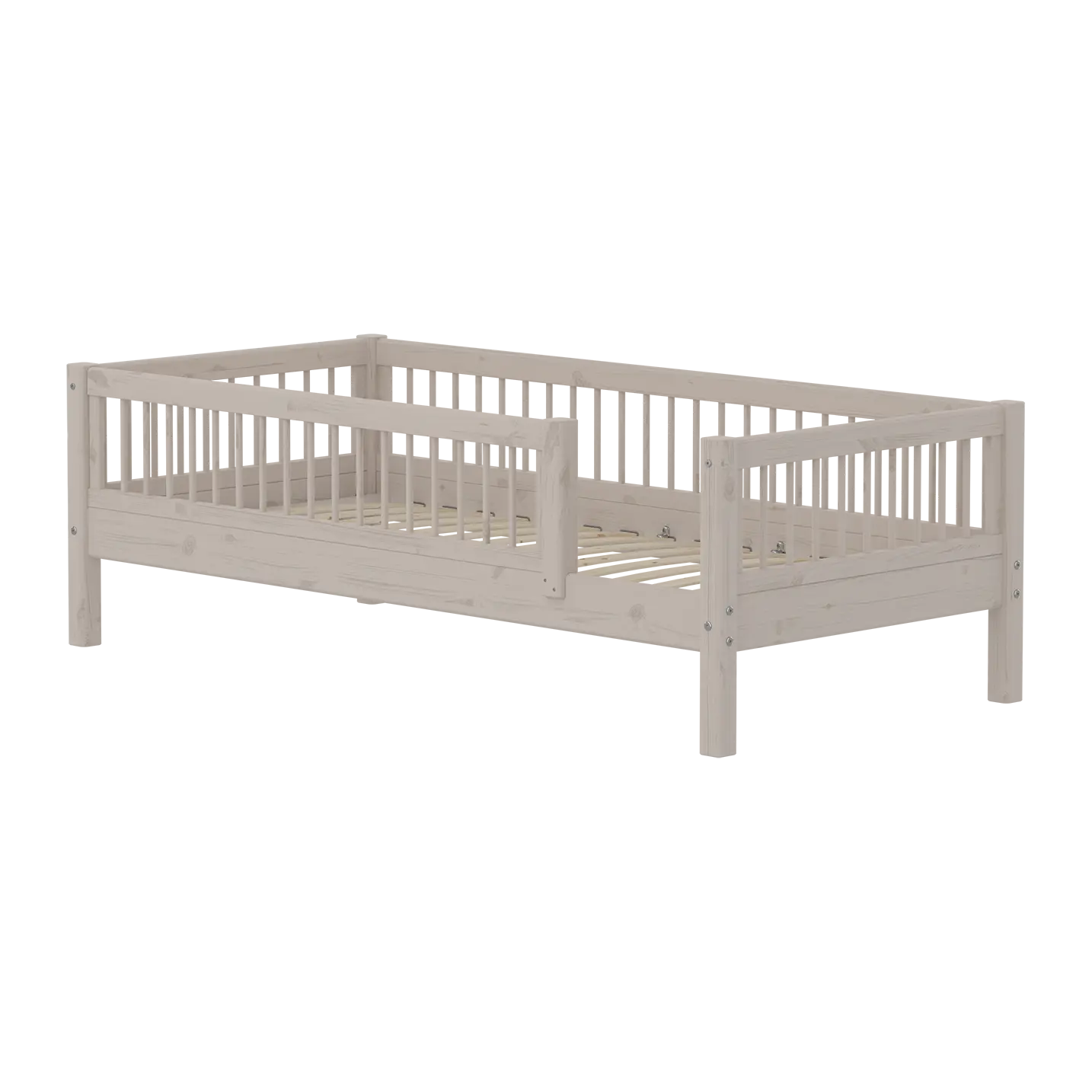 Single Bed with Safety Rail, 90x200 cm, Grey