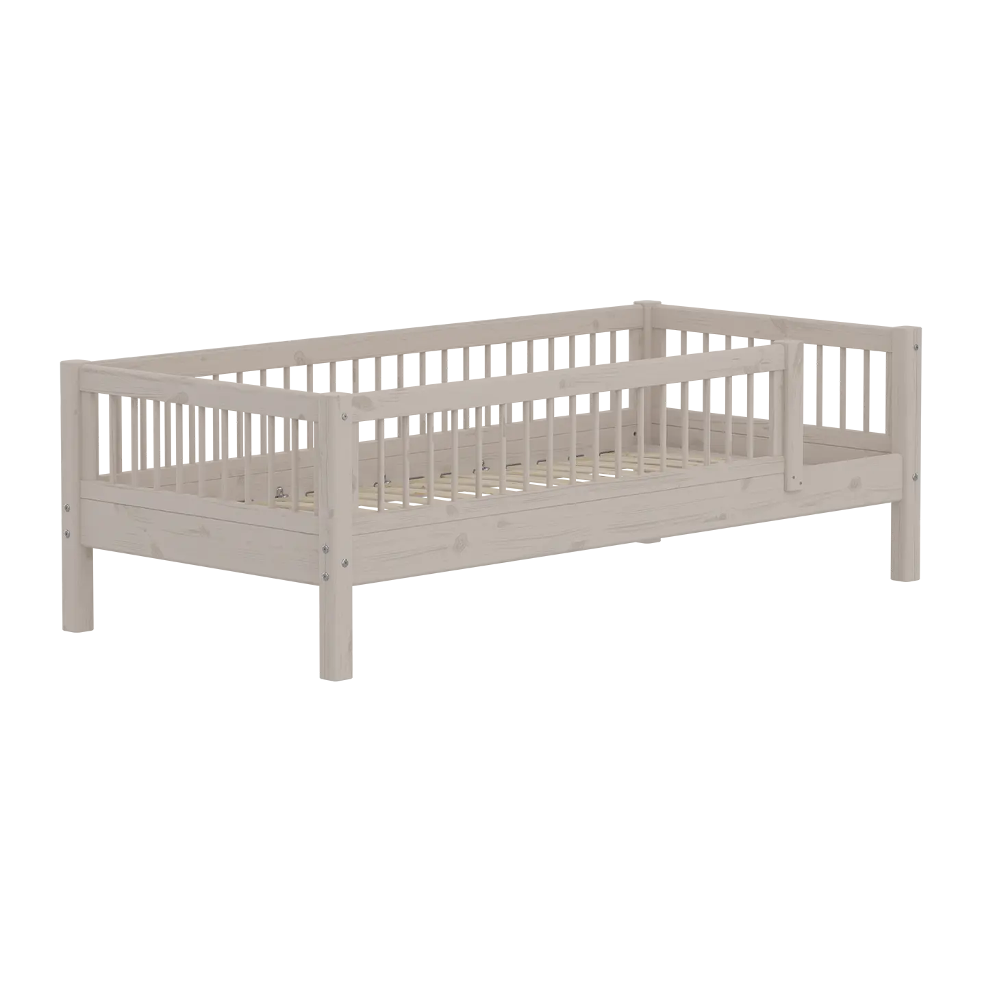 Single Bed with Safety Rail, 90x200 cm, Grey - Image 3