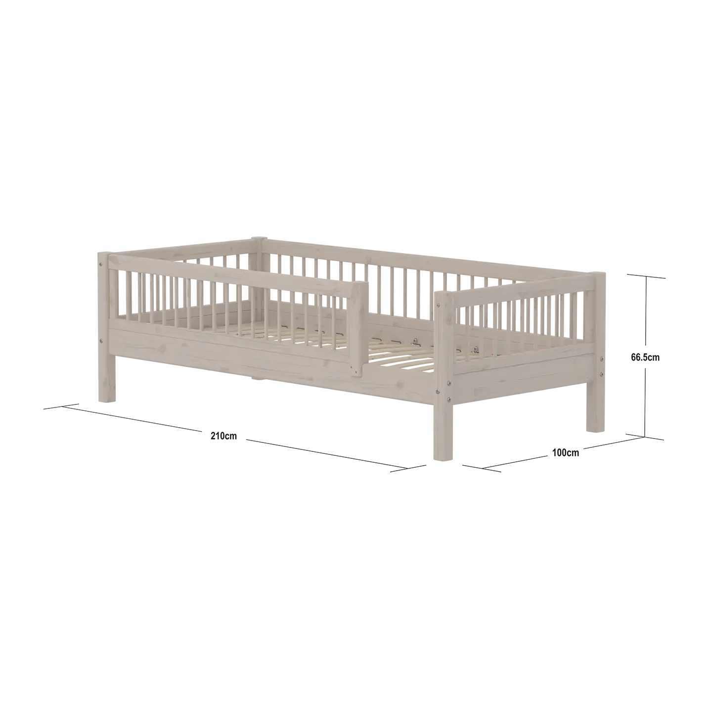 Single Bed with Safety Rail, 90x200 cm, Grey - Image 4