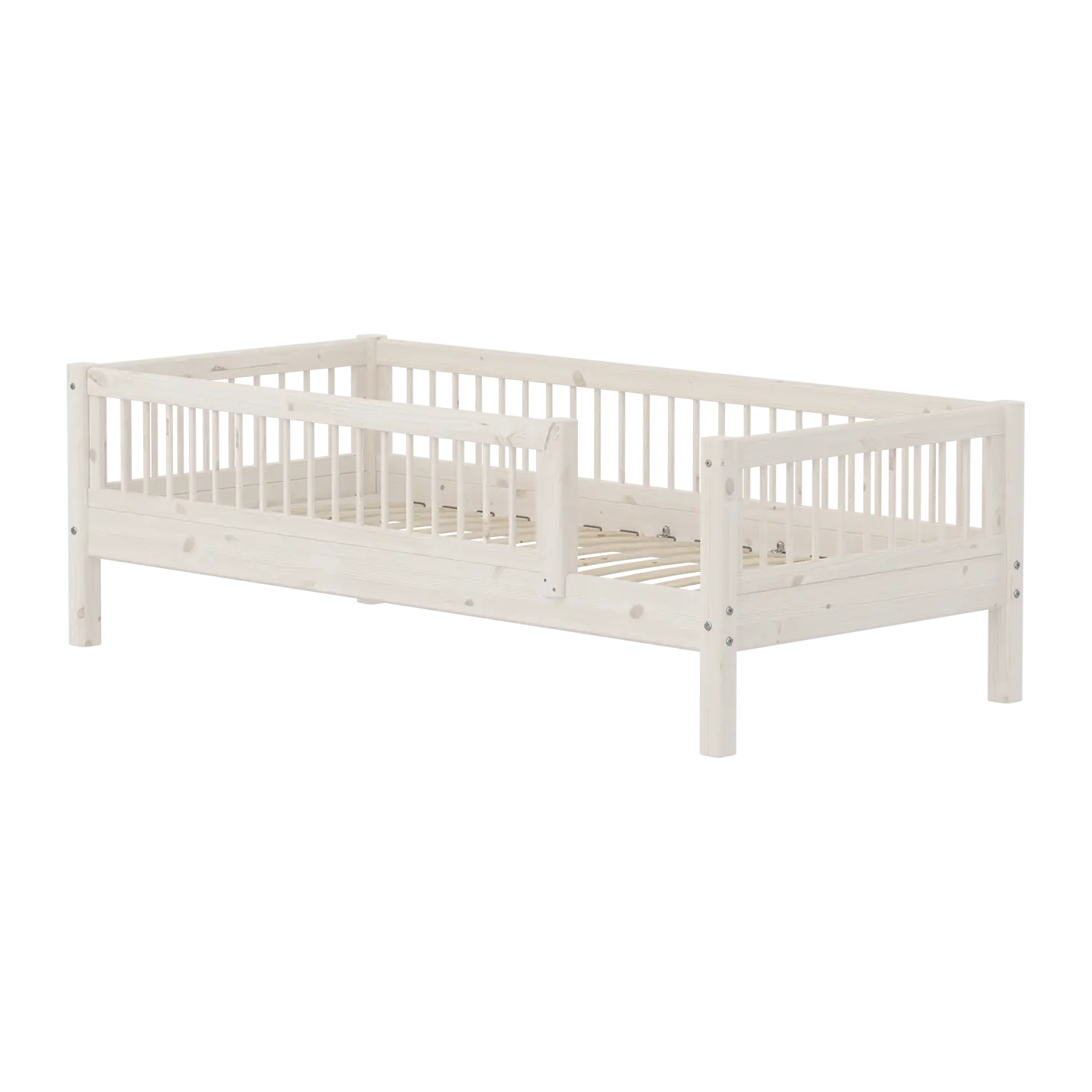 Single Bed with Safety Rail, 90x200 cm, White