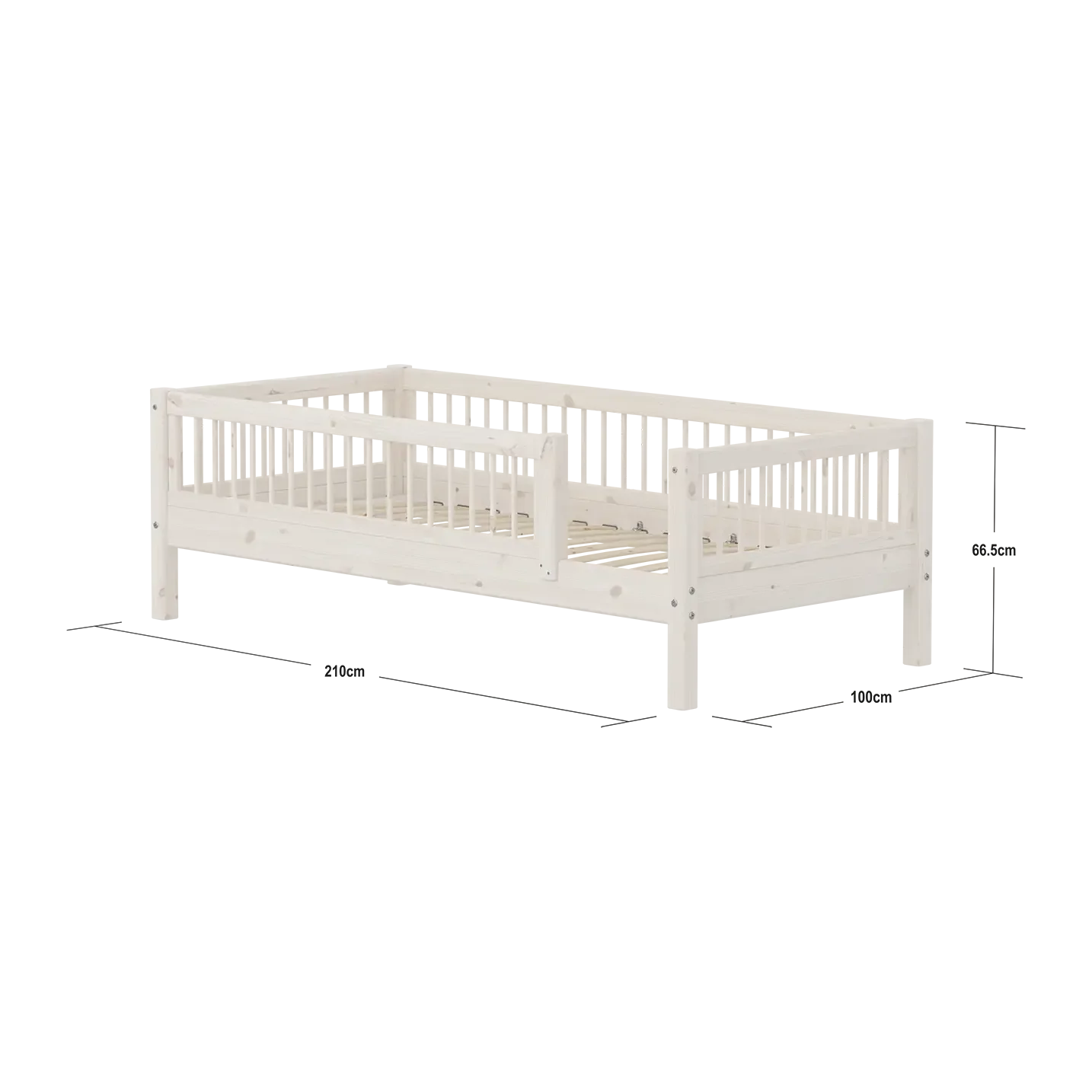 Single Bed with Safety Rail, 90x200 cm, White - Image 7
