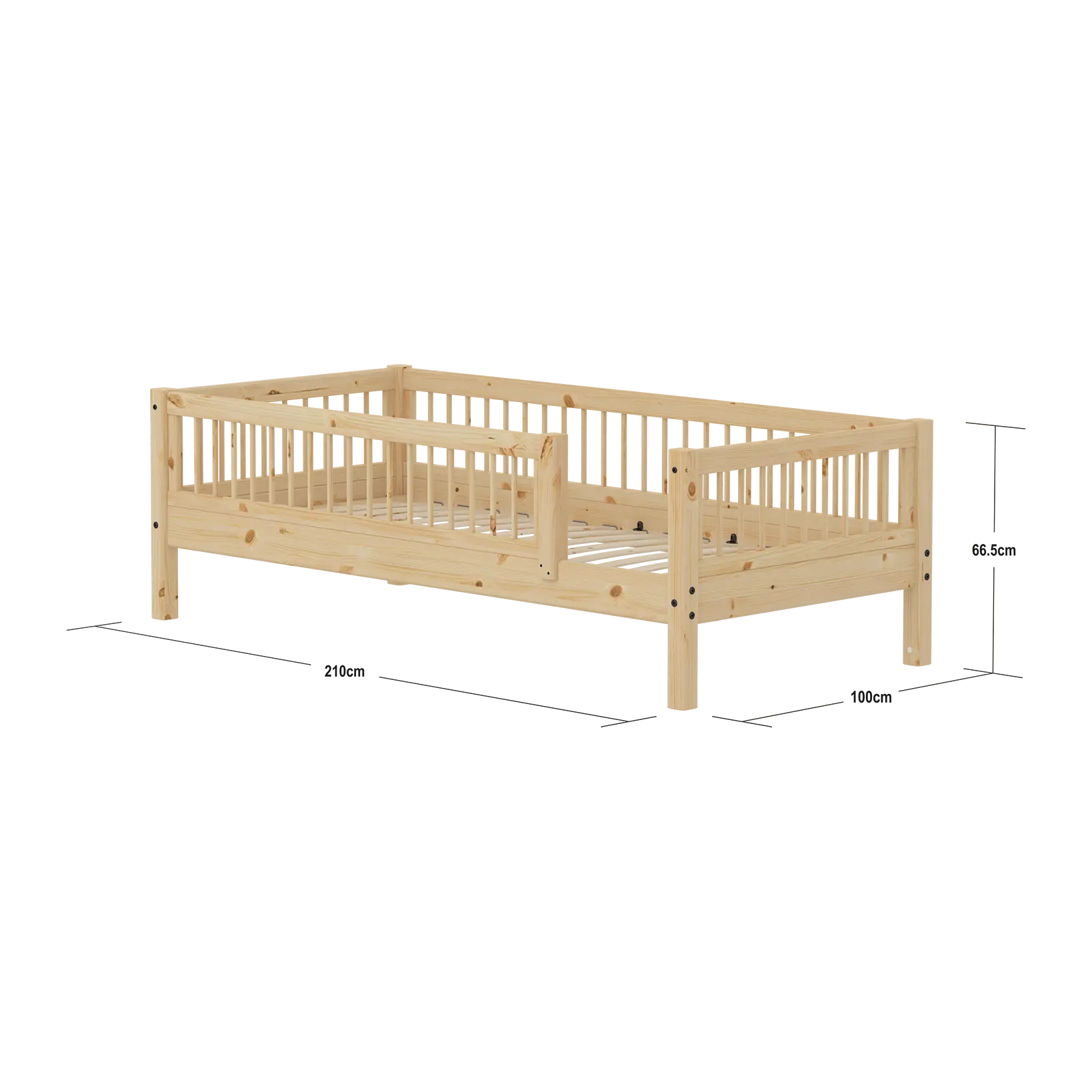 Single Bed with Safety Rails, 90x200 cm, Pine - Image 10