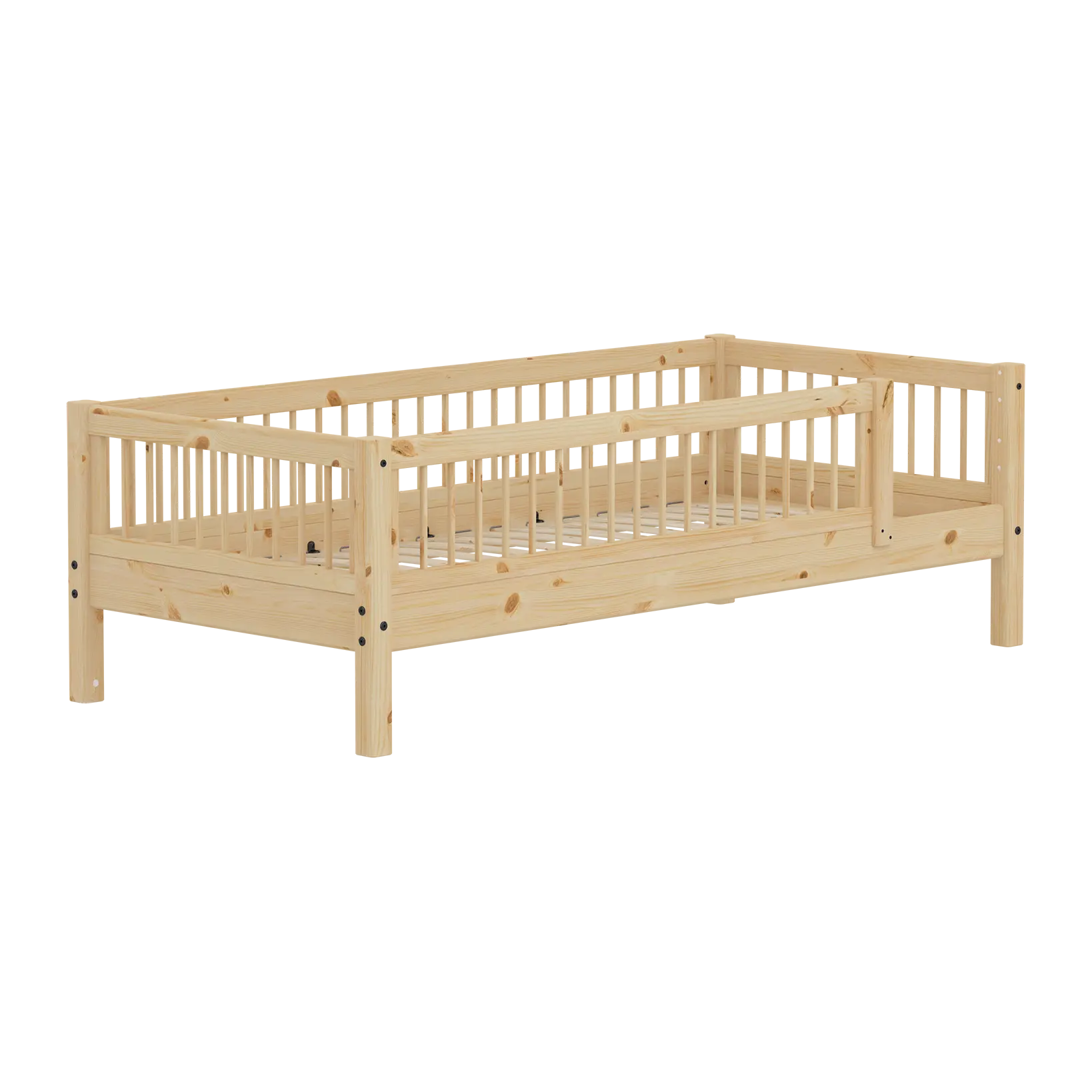 Single Bed with Safety Rails, 90x200 cm, Pine - Image 9