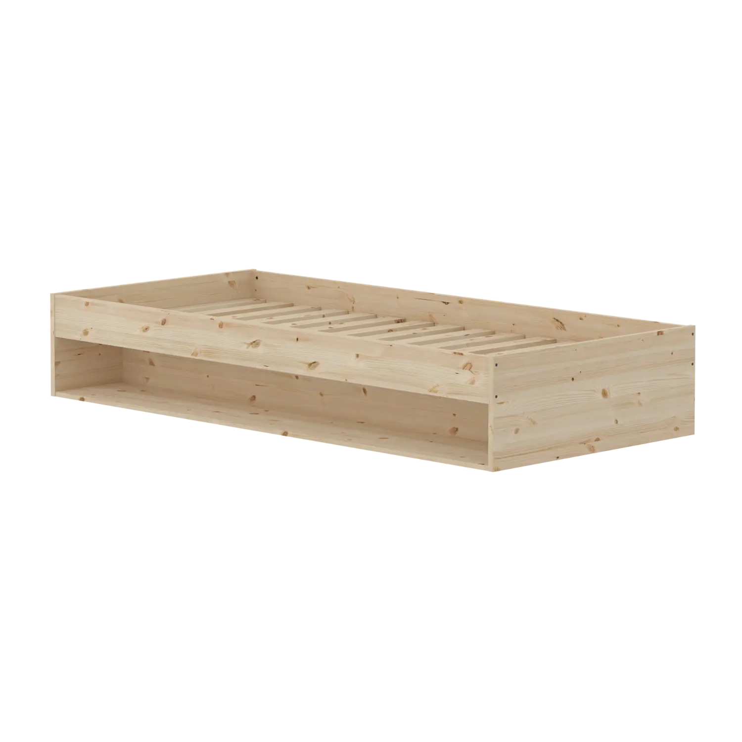 Single Bed with Shelf, 90x200 cm, Pine