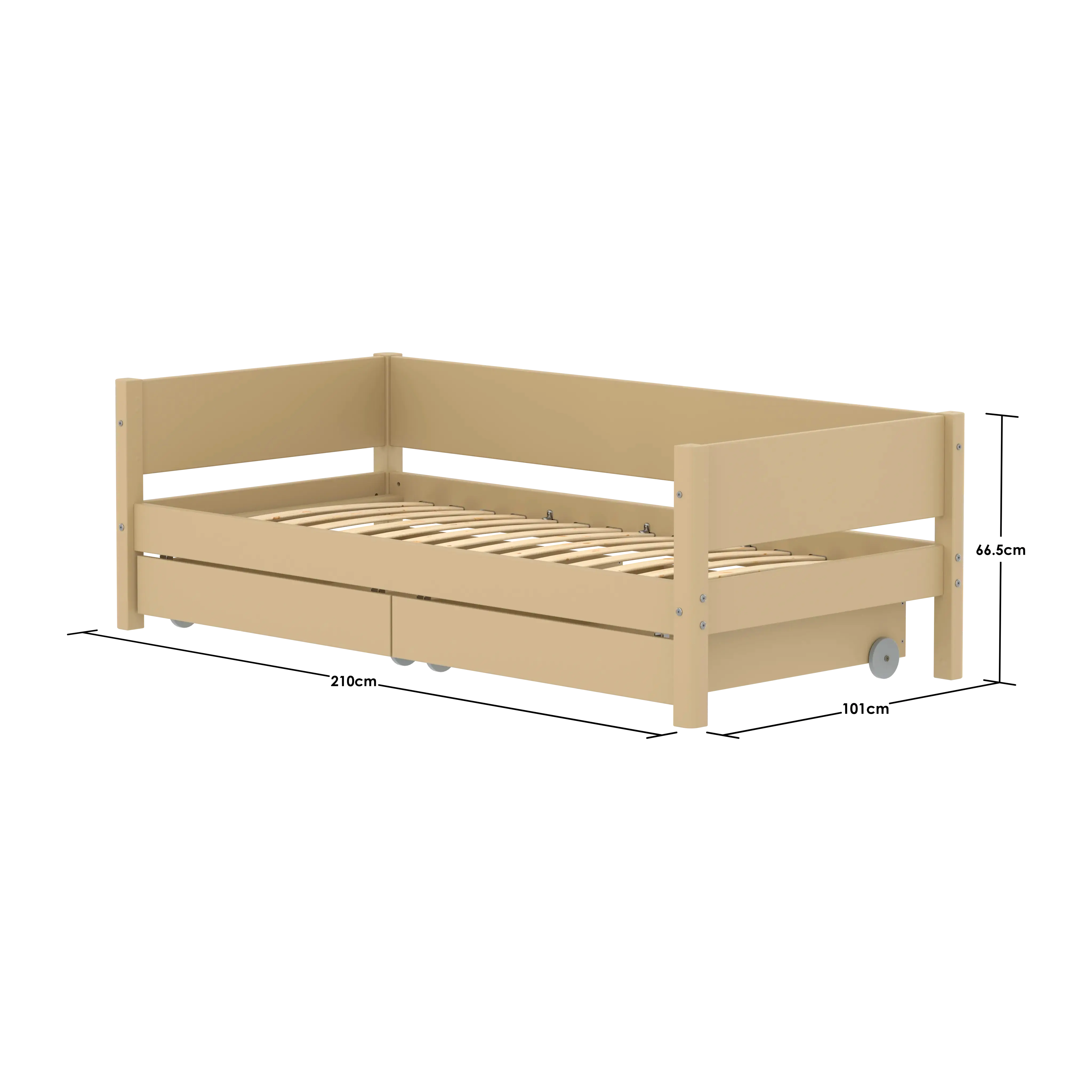 Single Bed with Storage, 90x200 cm, Sand - Image 4