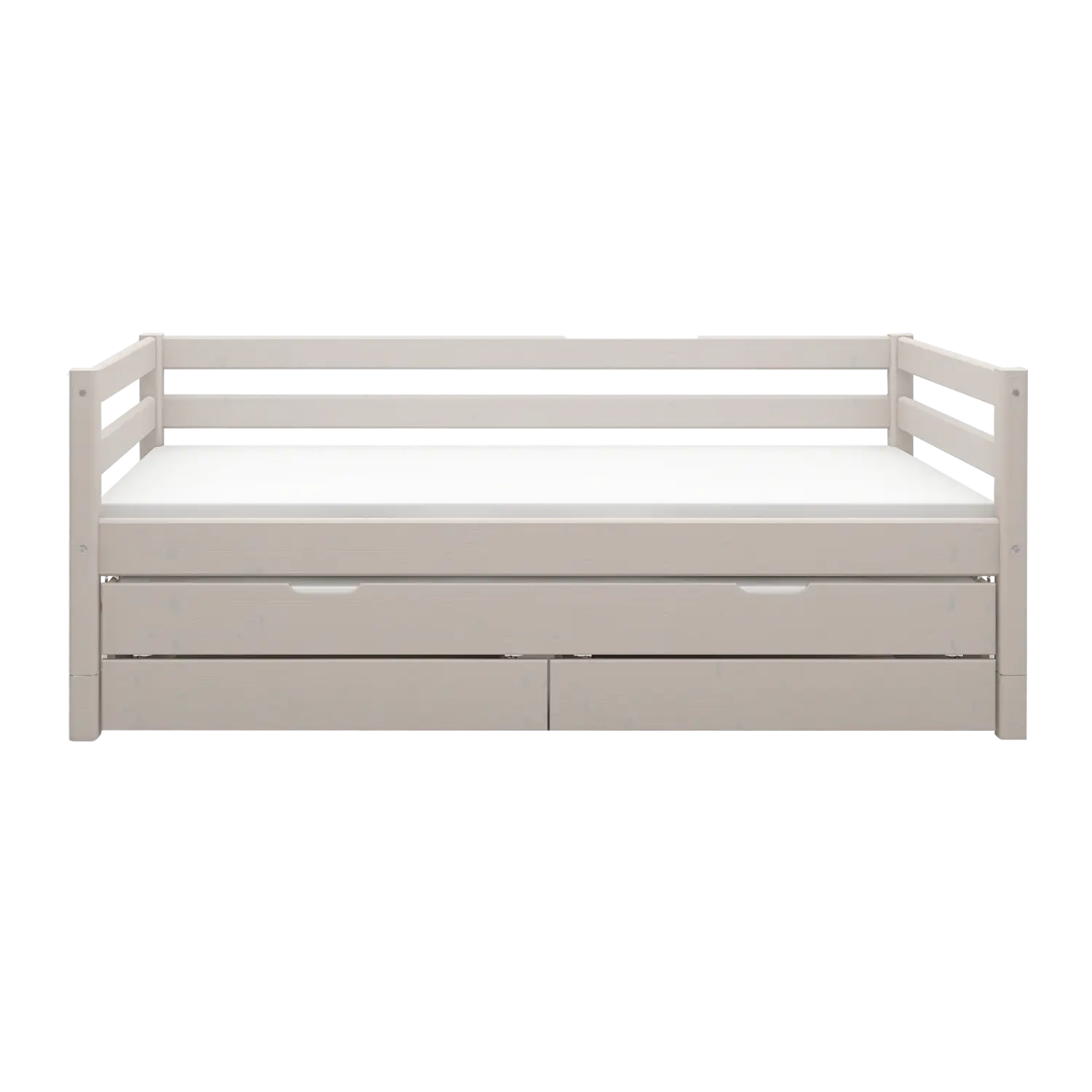 Single Bed with Pull-out Bed, Storage and Safety Rail, 90x200 cm, Grey - Image 7