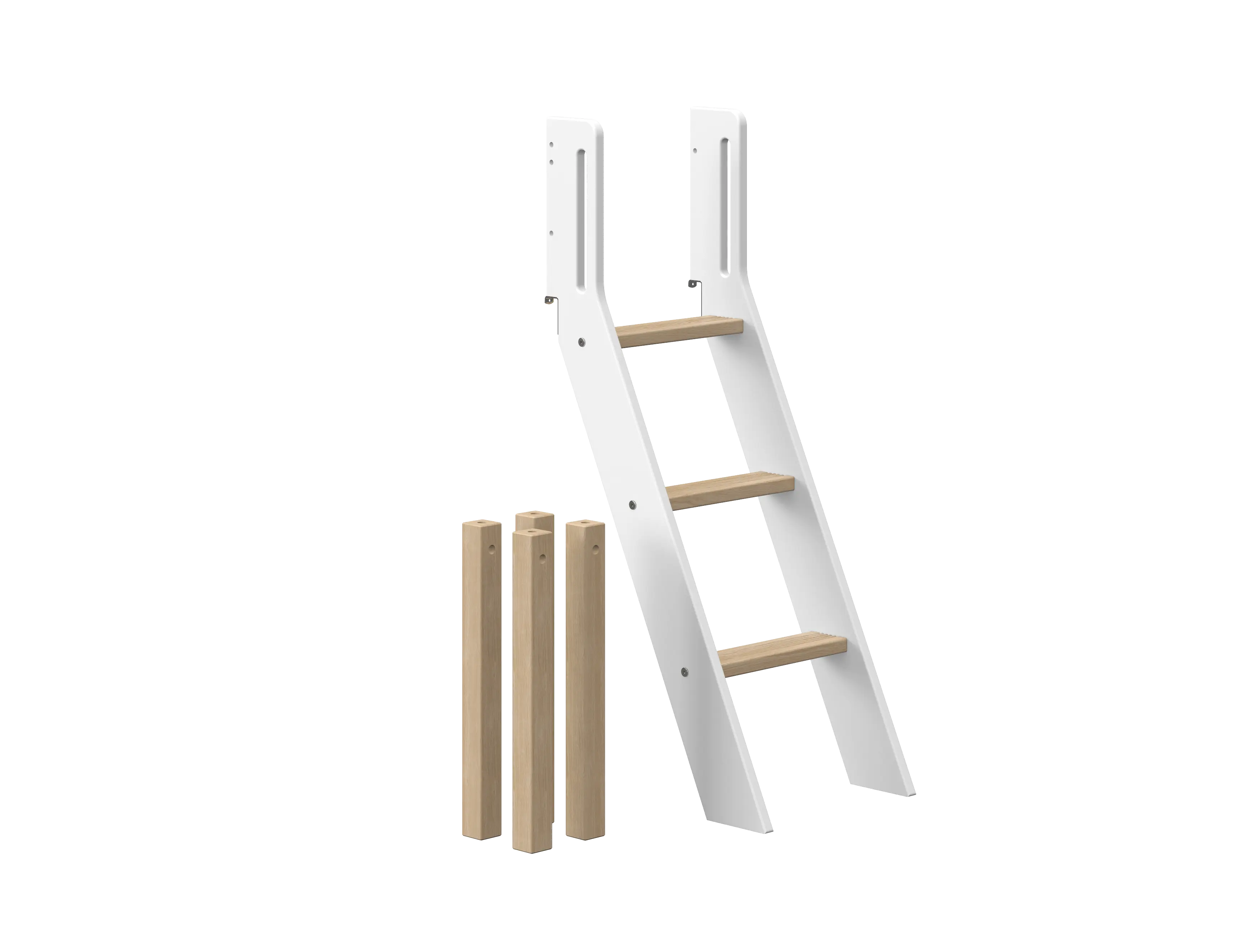 Slanting Ladder and Legs for High Bed 120 cm, White/Oak