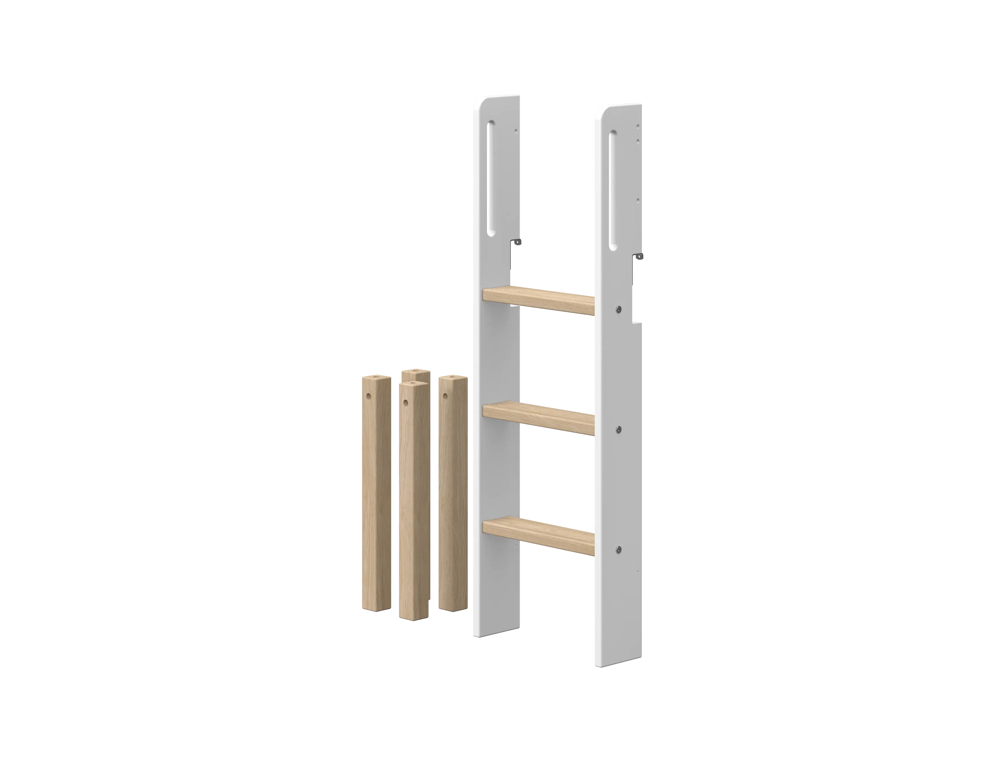 Straight Ladder and Legs for High Bed 120 cm, White/Oak