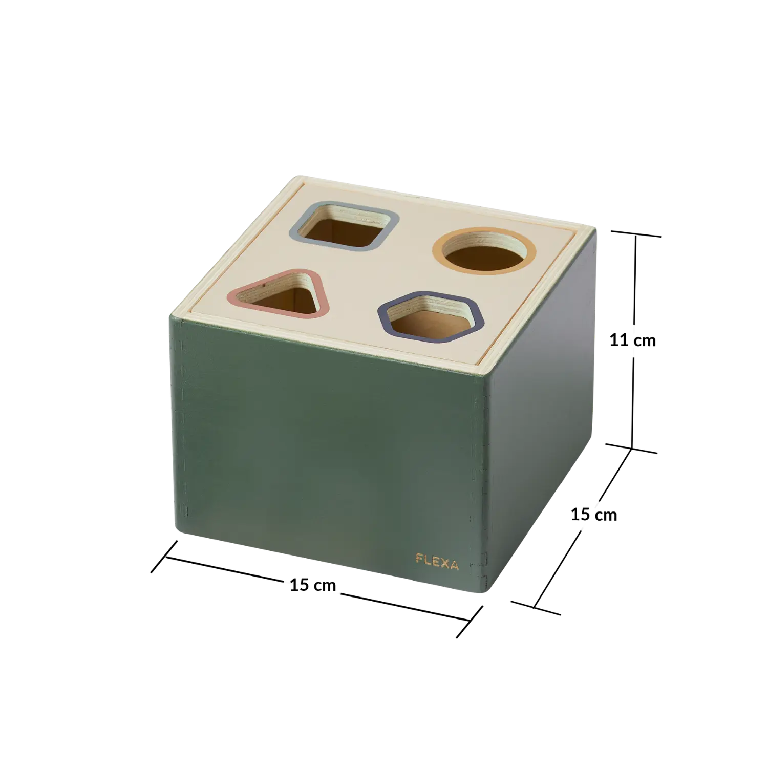 Wooden Shape Sorting box, 10 pcs, Handpainted, Green - Image 8