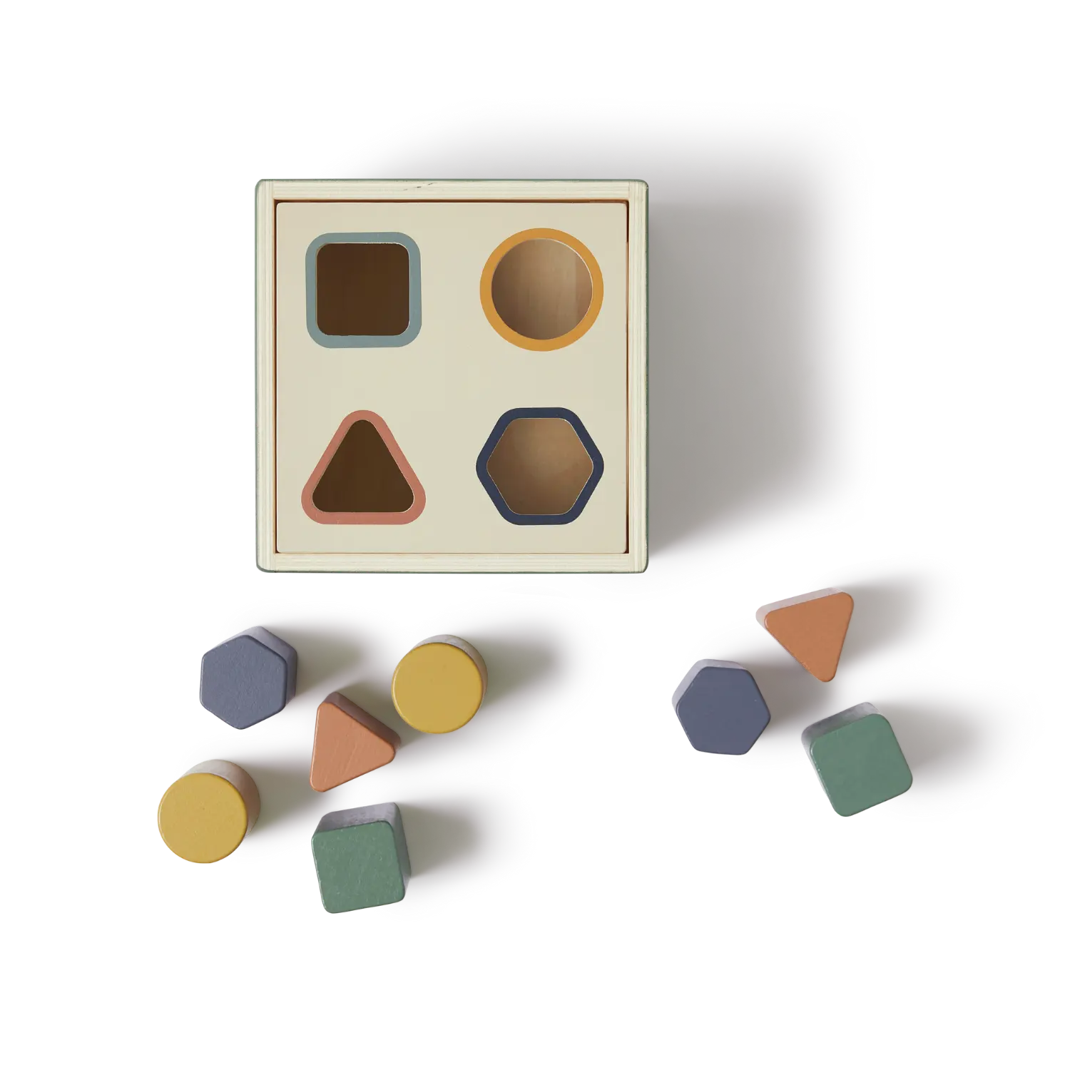 Wooden Shape Sorting box, 10 pcs, Handpainted, Green - Image 9